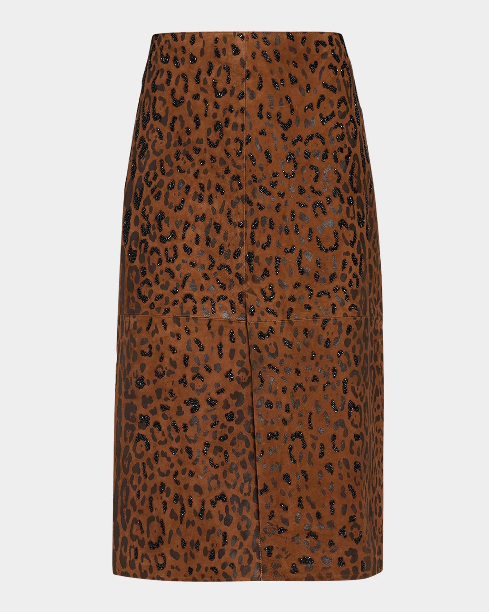 Kobi Halperin Melissa Beaded Leopard Suede Midi Skirt | Neiman Marcus
