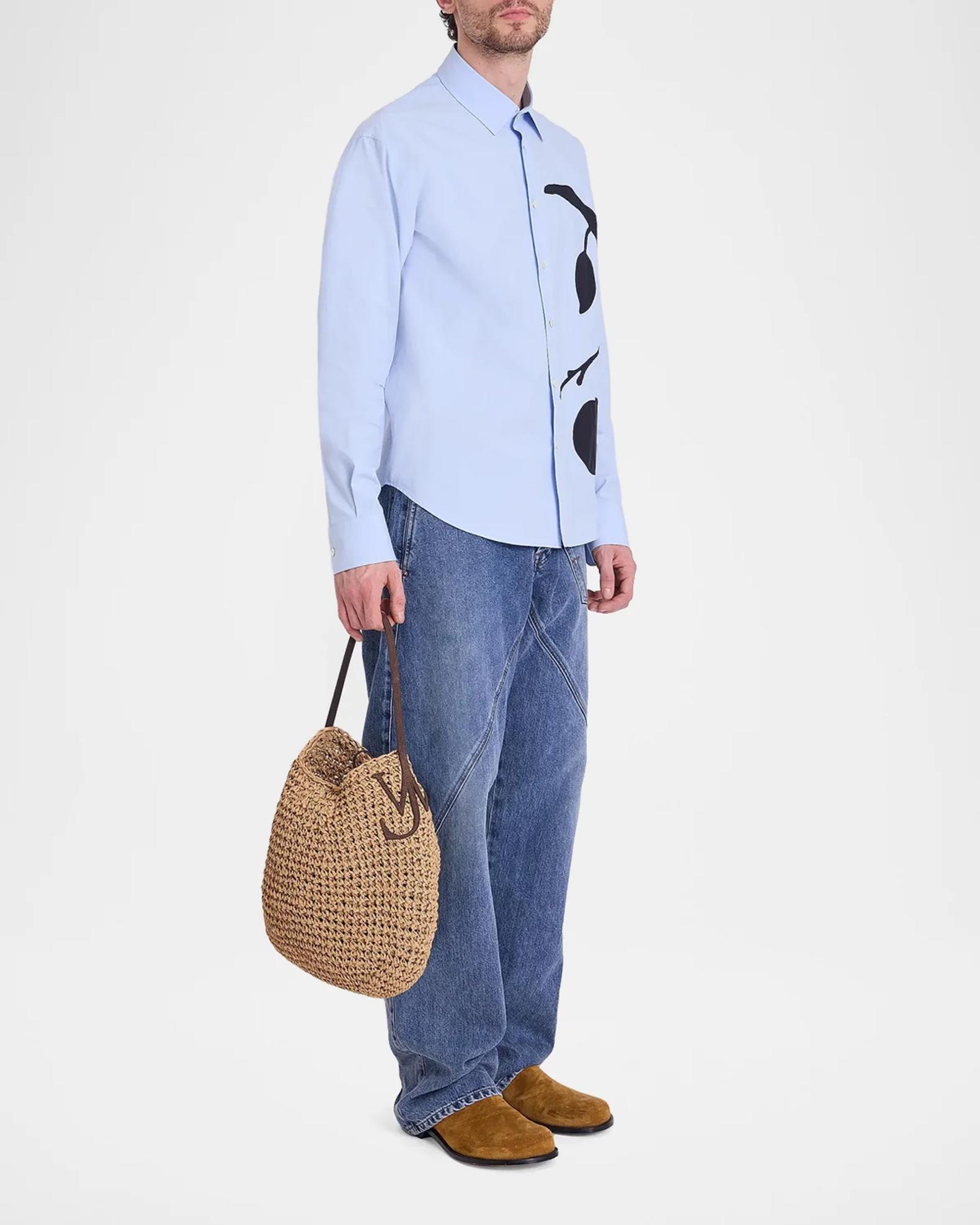JW Anderson Persimmon Appliqué Cotton Shirt | Neiman Marcus