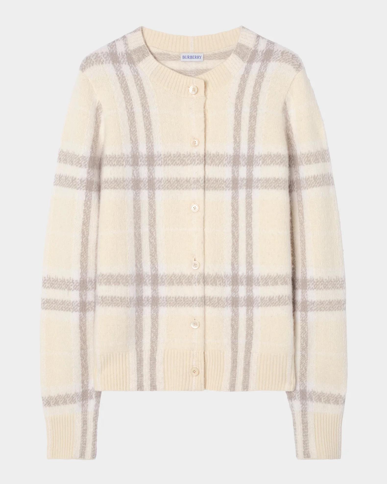 Burberry Checked Cashmere-Blend Cardigan | Neiman Marcus