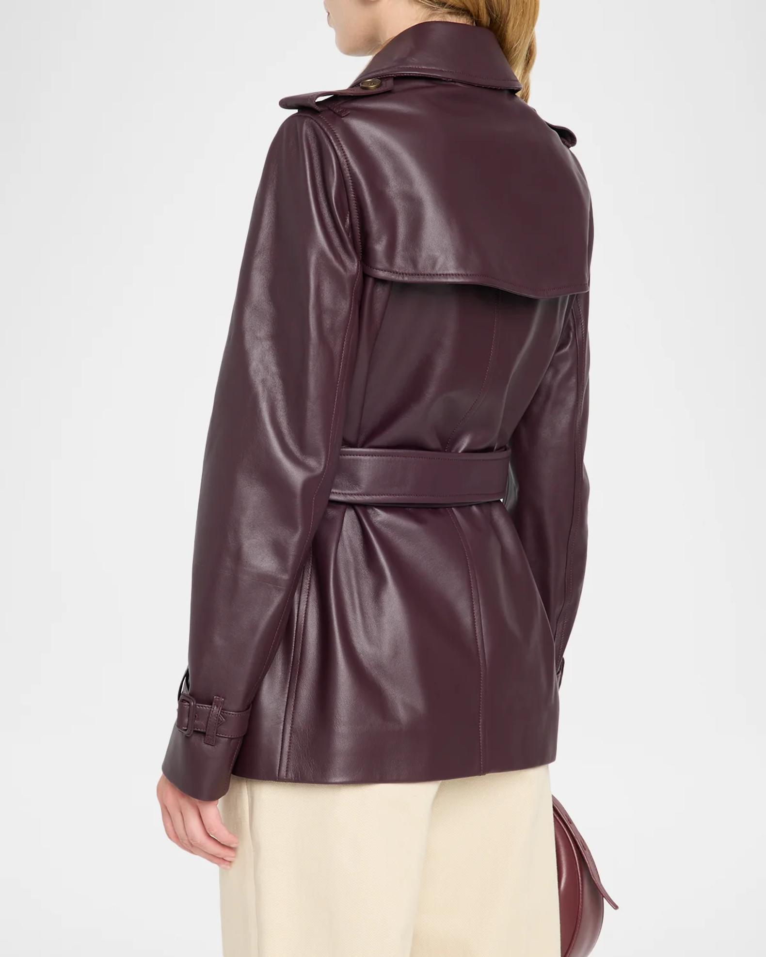 Burberry Kensington Leather Belted Short Trench Jacket | Neiman Marcus