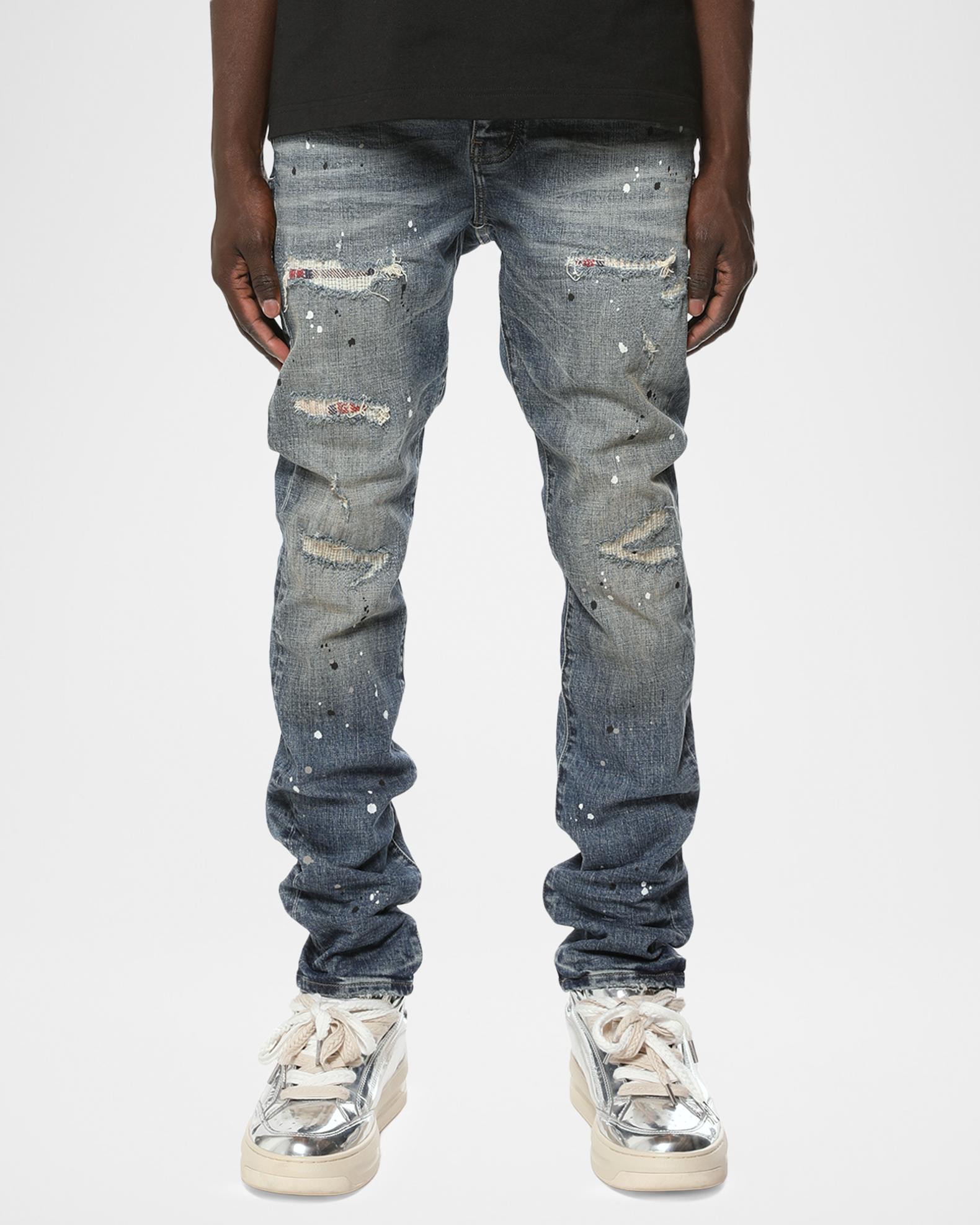 PURPLE Paint Repair Skinny Jeans | Neiman Marcus