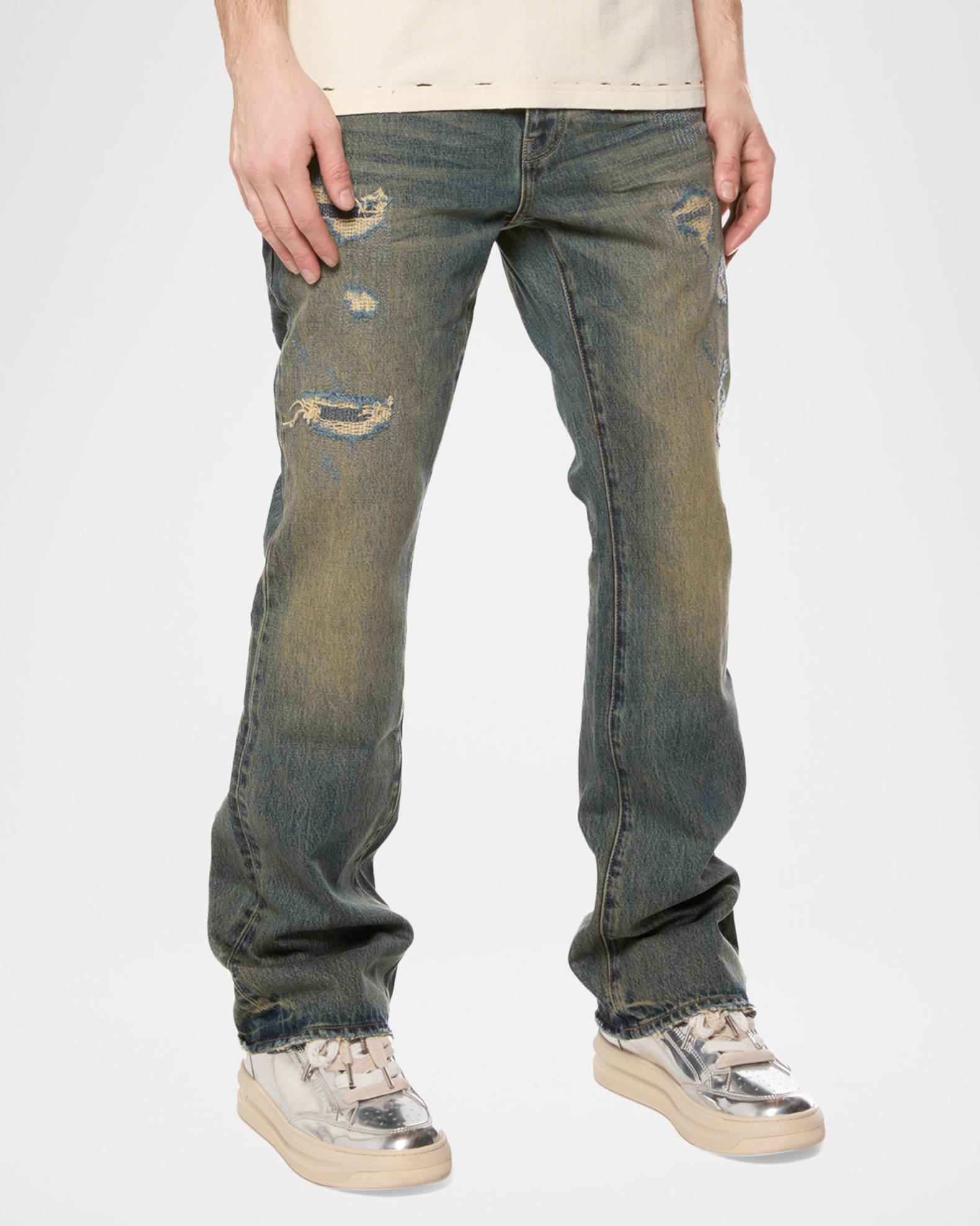 PURPLE Quilted Destroyed Bootcut Jeans | Neiman Marcus