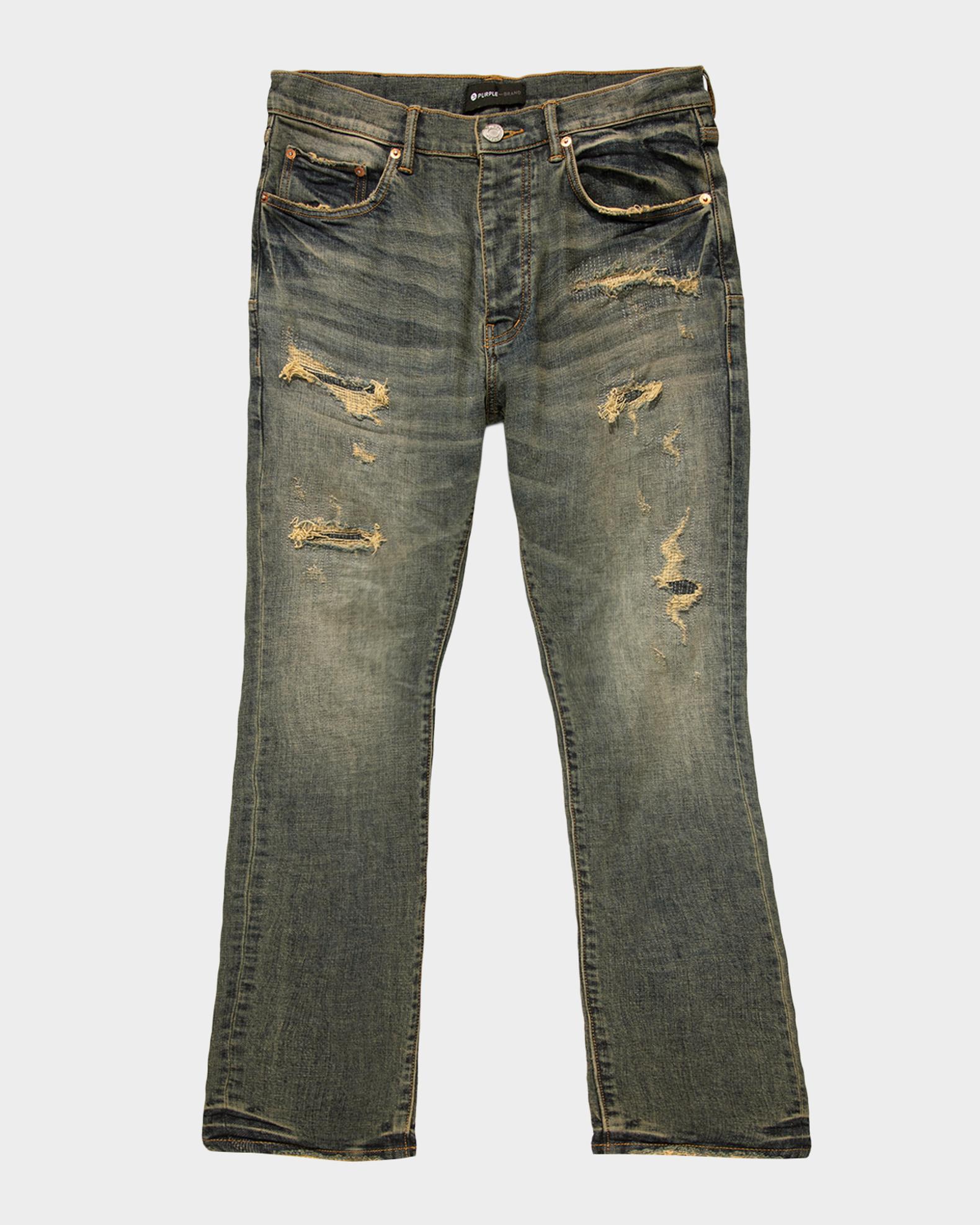 PURPLE Quilted Destroyed Bootcut Jeans | Neiman Marcus