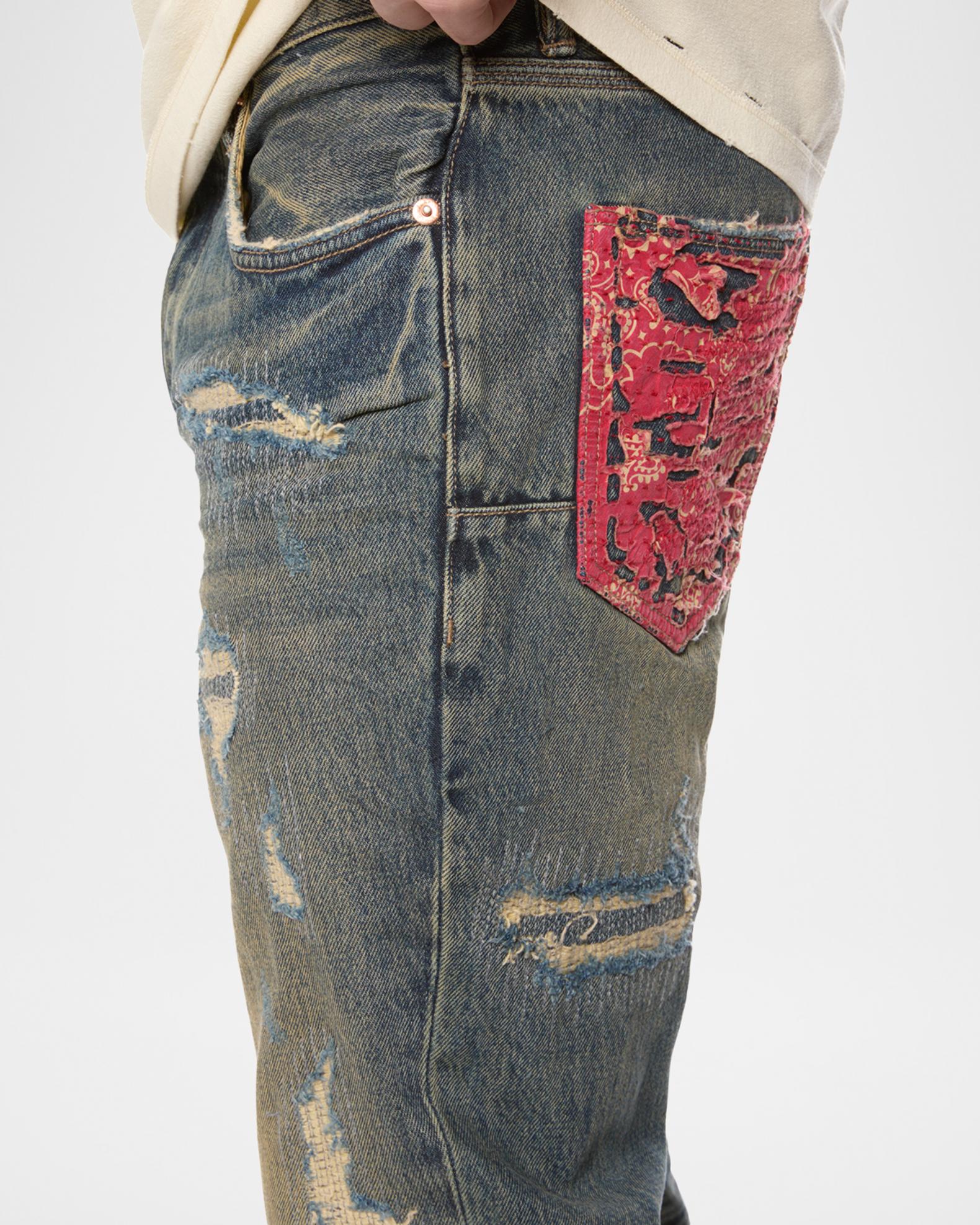 PURPLE Quilted Destroyed Bootcut Jeans | Neiman Marcus