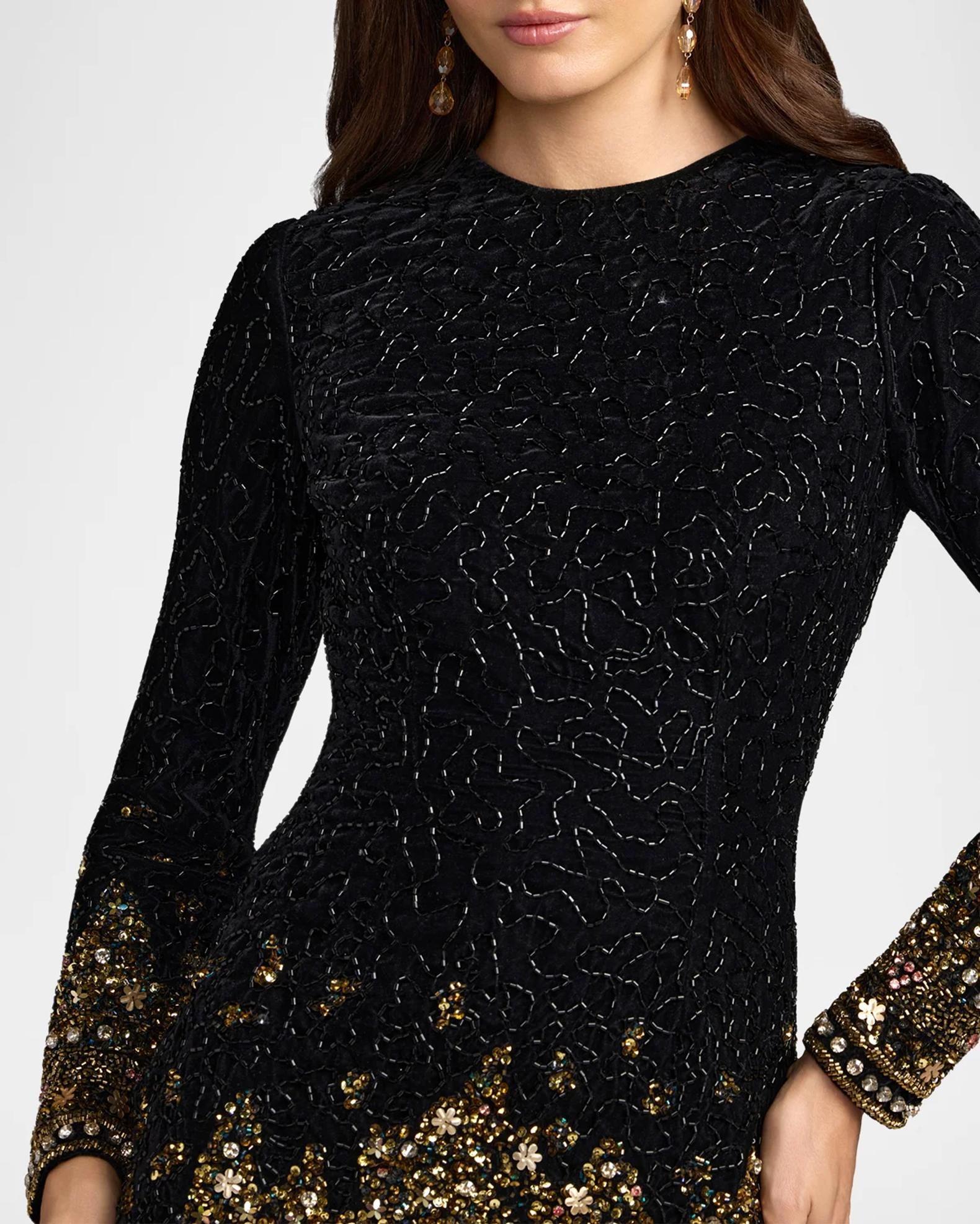 Mac Duggal Embellished Velvet Mini Dress | Neiman Marcus