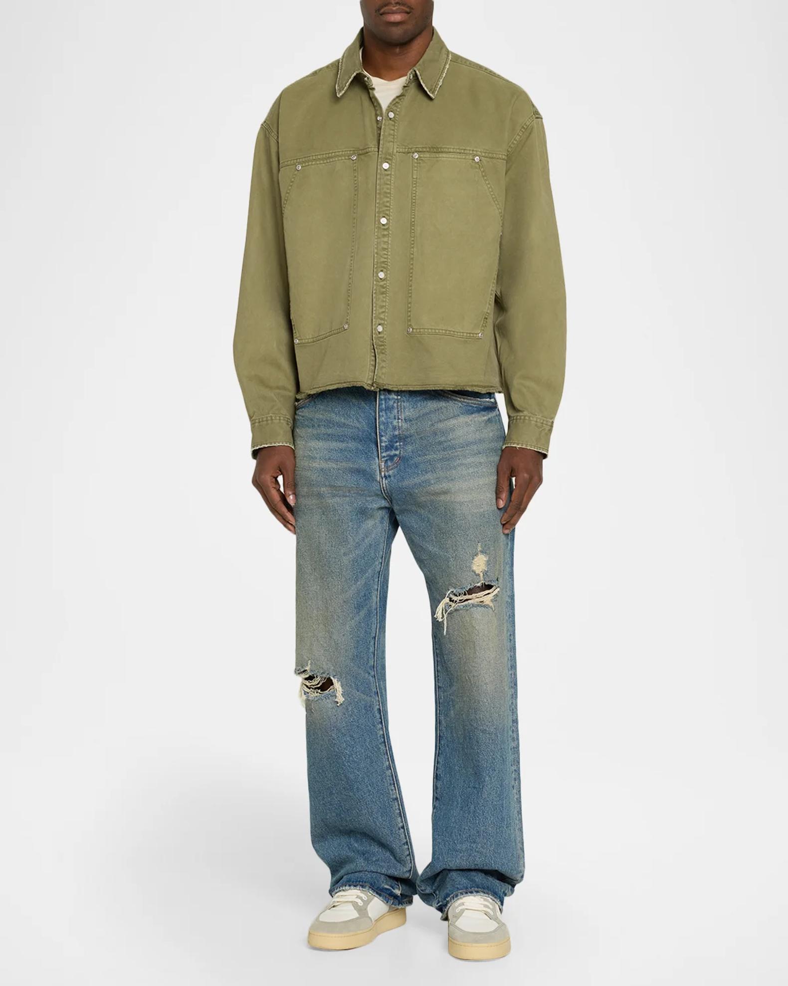 PURPLE Men's Cotton Twill Crop Shirt Jacket | Neiman Marcus
