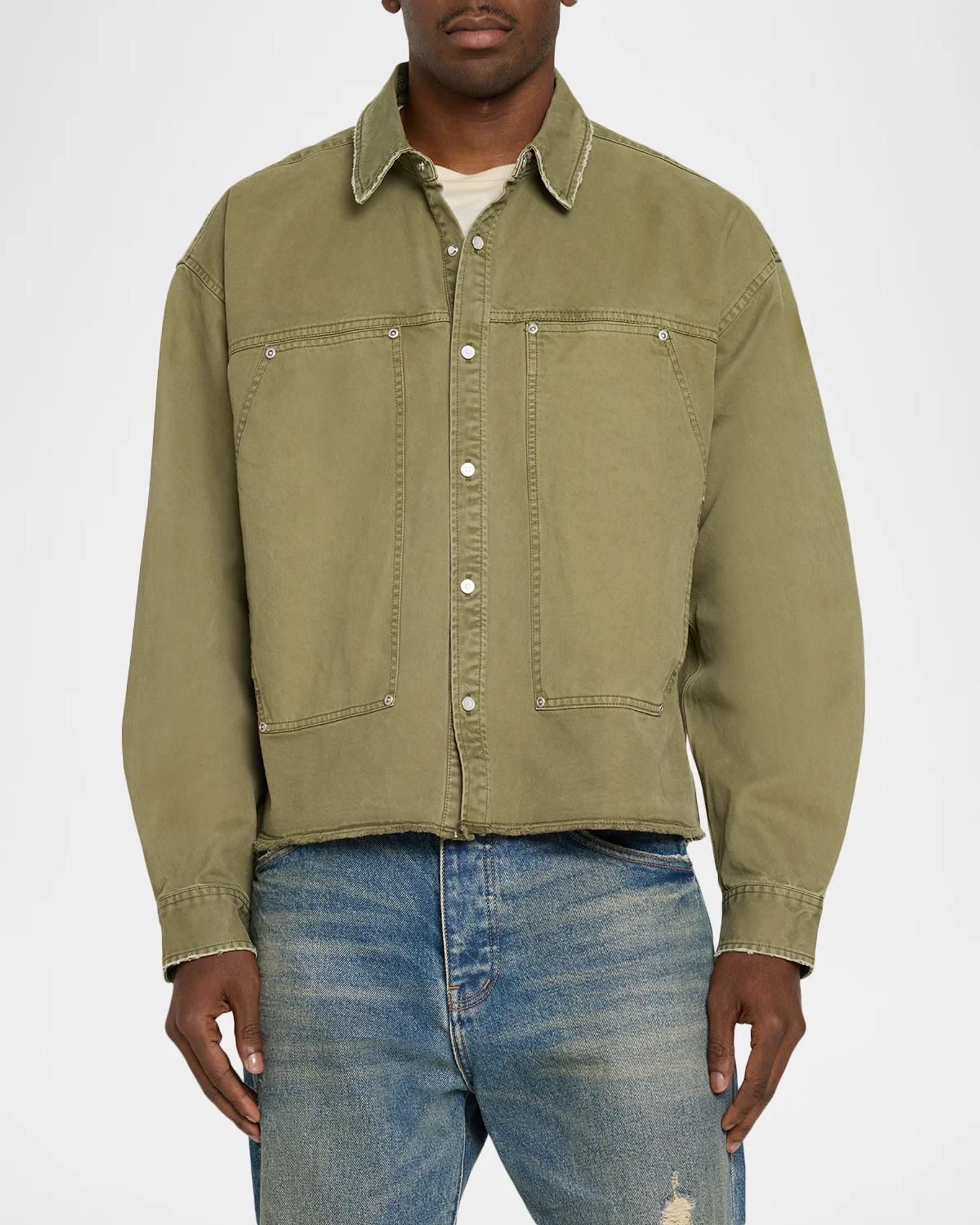 PURPLE Men's Cotton Twill Crop Shirt Jacket | Neiman Marcus
