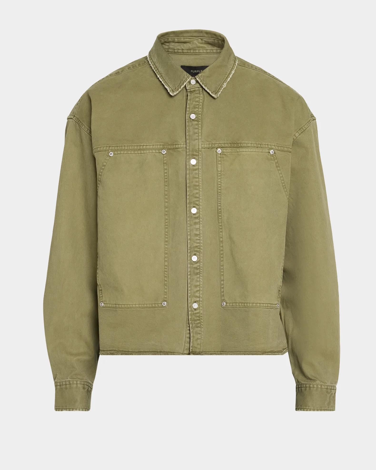 PURPLE Men's Cotton Twill Crop Shirt Jacket | Neiman Marcus