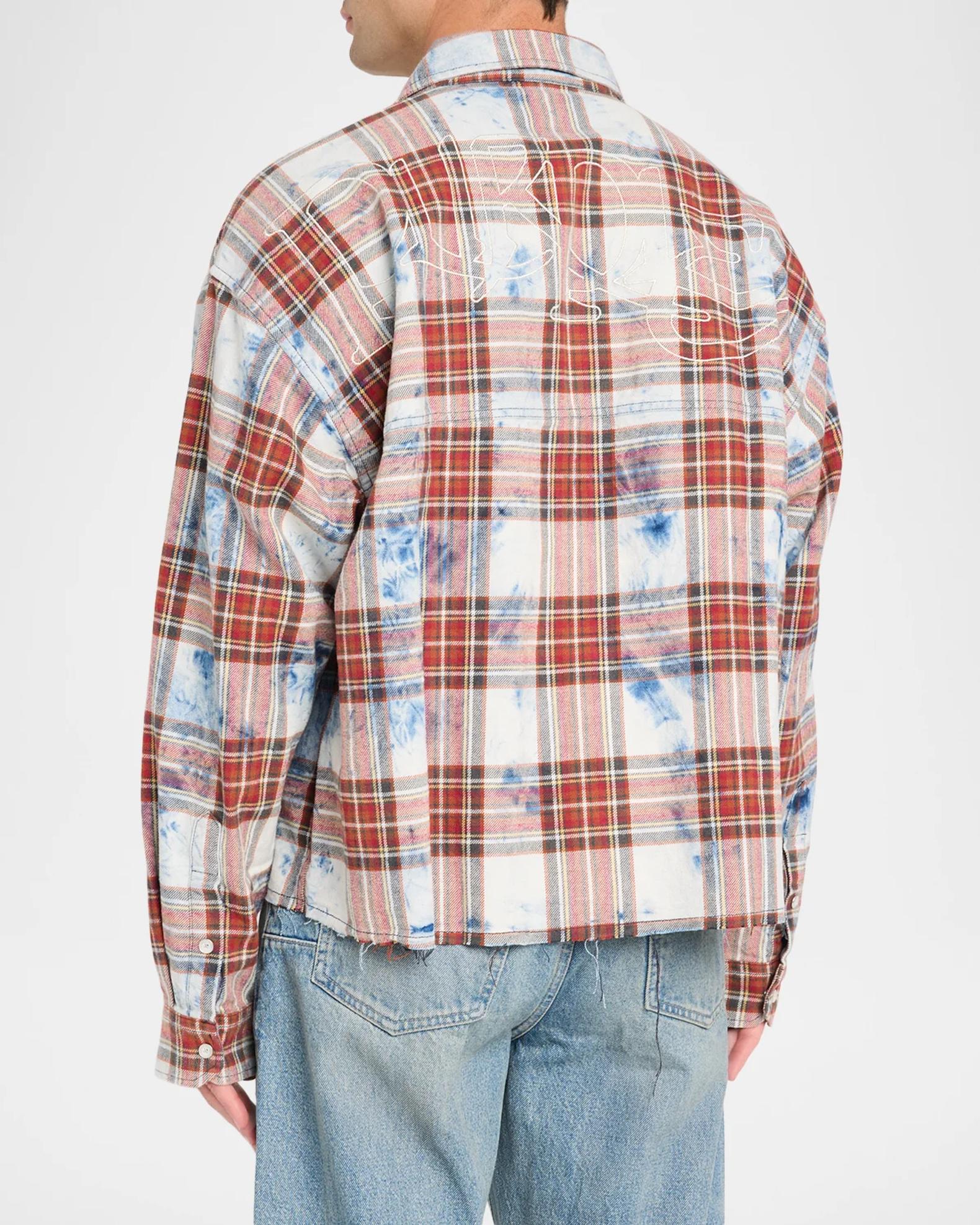 PURPLE Plaid Embellished Cotton Shirt | Neiman Marcus