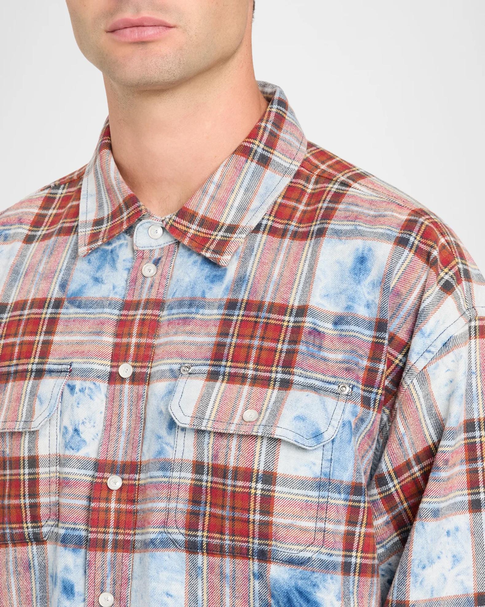 PURPLE Plaid Embellished Cotton Shirt | Neiman Marcus