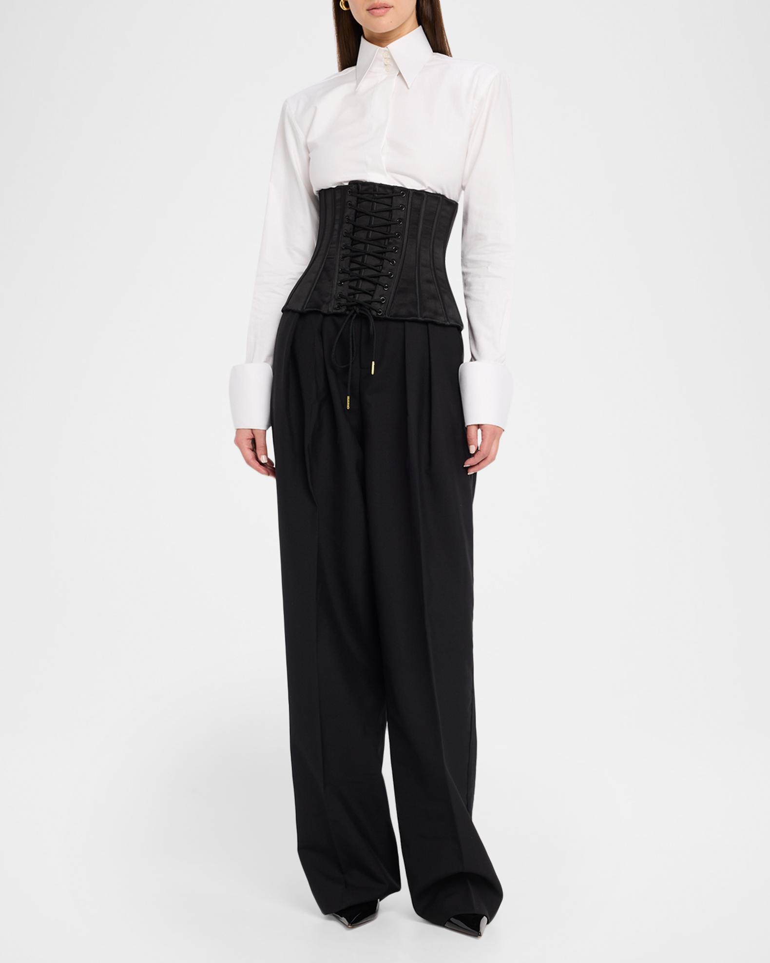 Sergio Hudson Standard Collar Long-Sleeve Cotton Shirt | Neiman Marcus