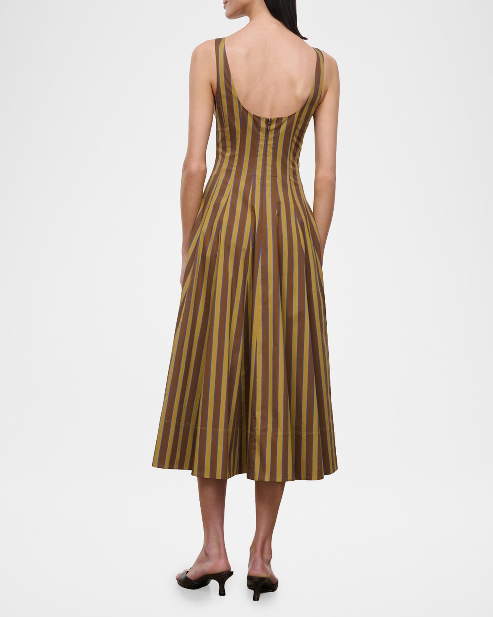 staud brown striped dress Wells Poplin Midi Staud wylie dress