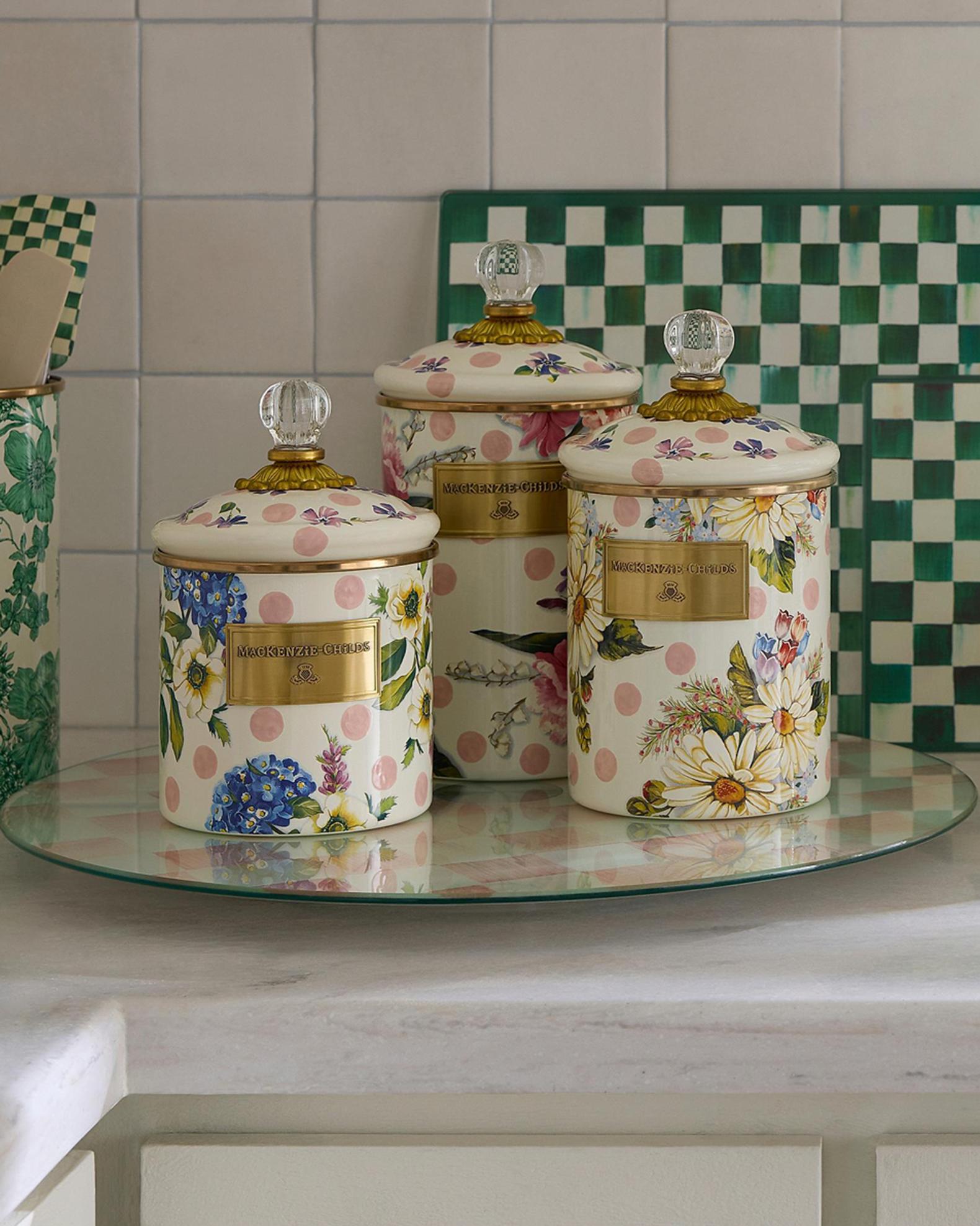 MacKenzie-Childs Wildflowers Pink Large Canister | Neiman Marcus
