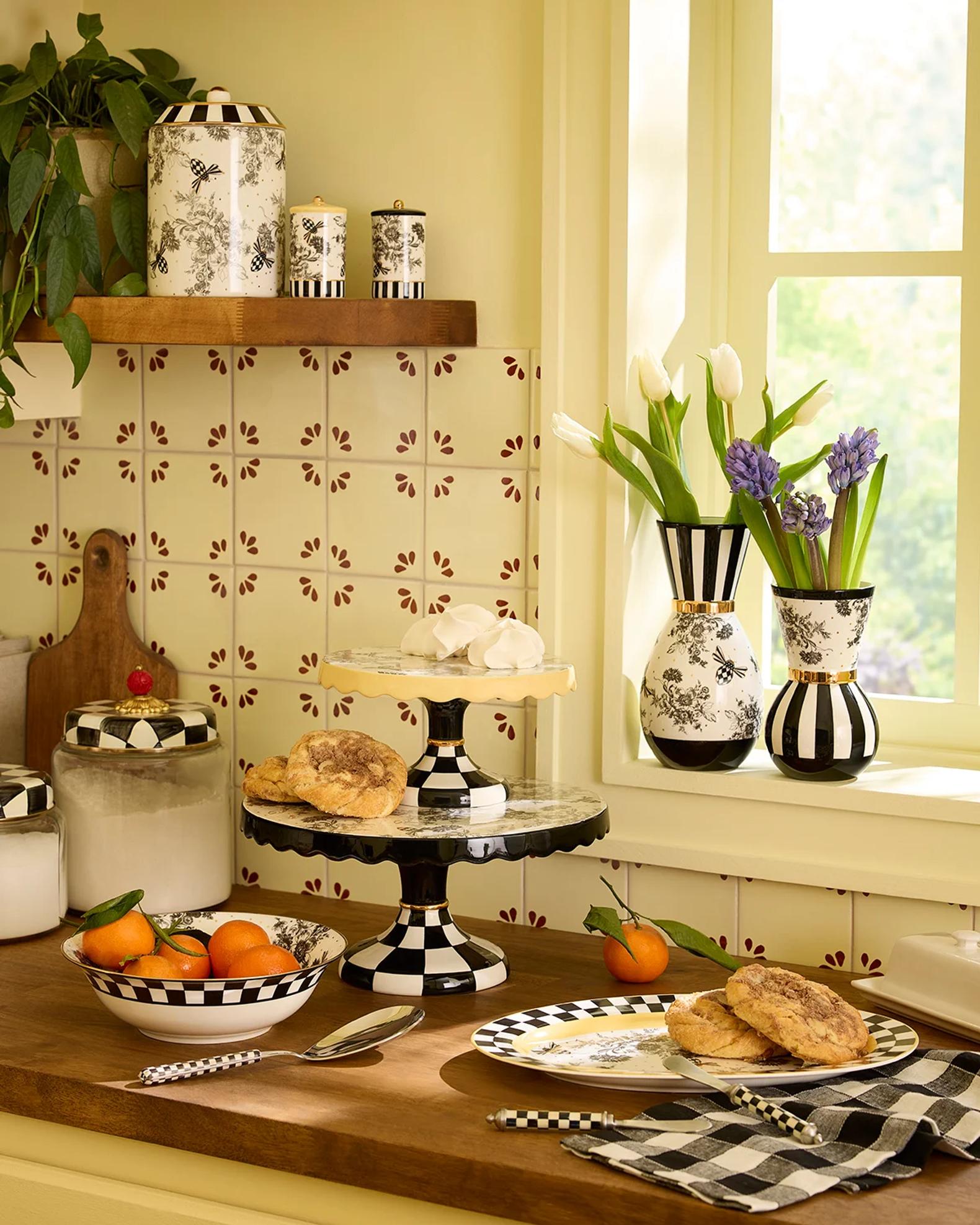 MacKenzie-Childs Bee Toile 2-Piece Ceramic Canister Set | Neiman