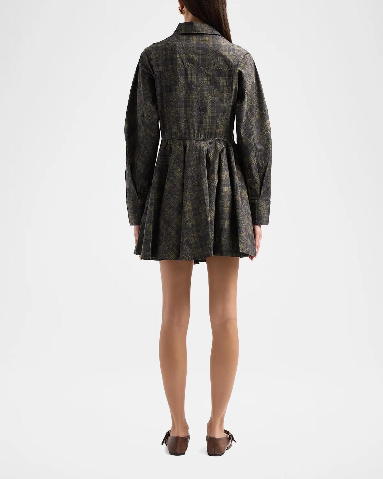 Ganni Printed Stretch-Cotton Peplum Mini Dress | Neiman Marcus