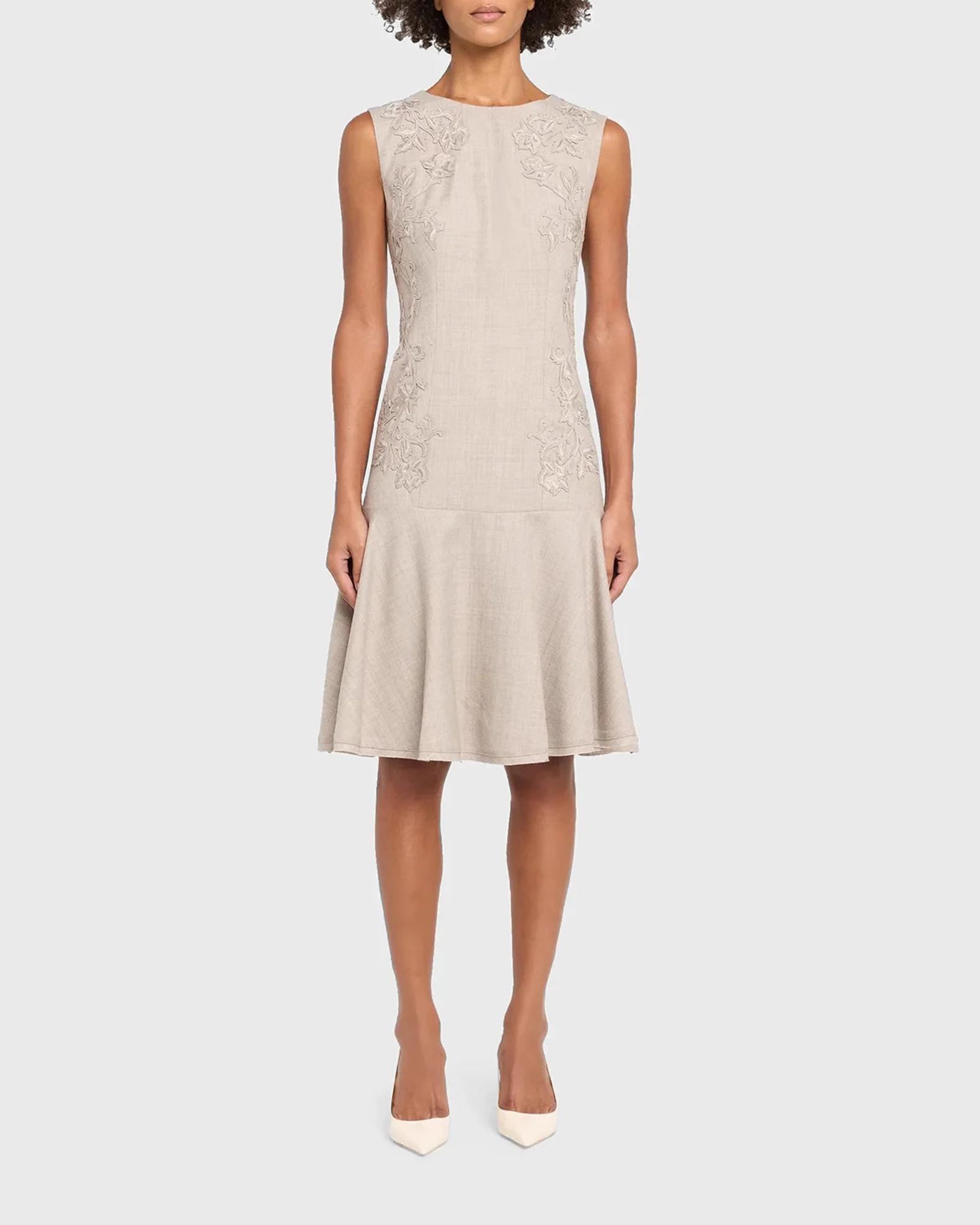 Kobi Halperin Tate Wool Drop-Waist Knee-Length Dress, Oat, Women's, 8