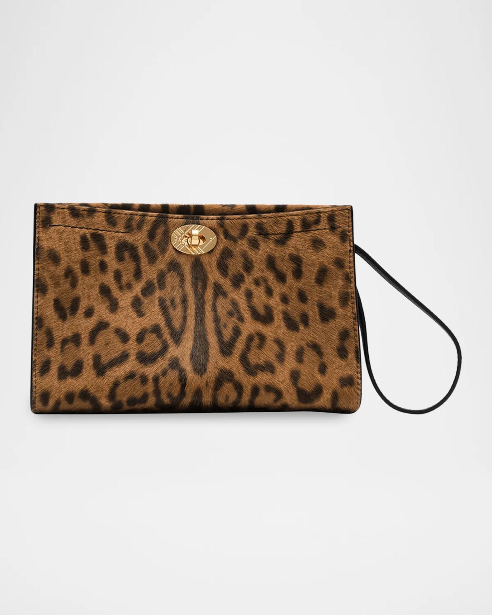 Burberry Cotswolds Leopard-Print Calf Hair Pouch Bag | Neiman Marcus