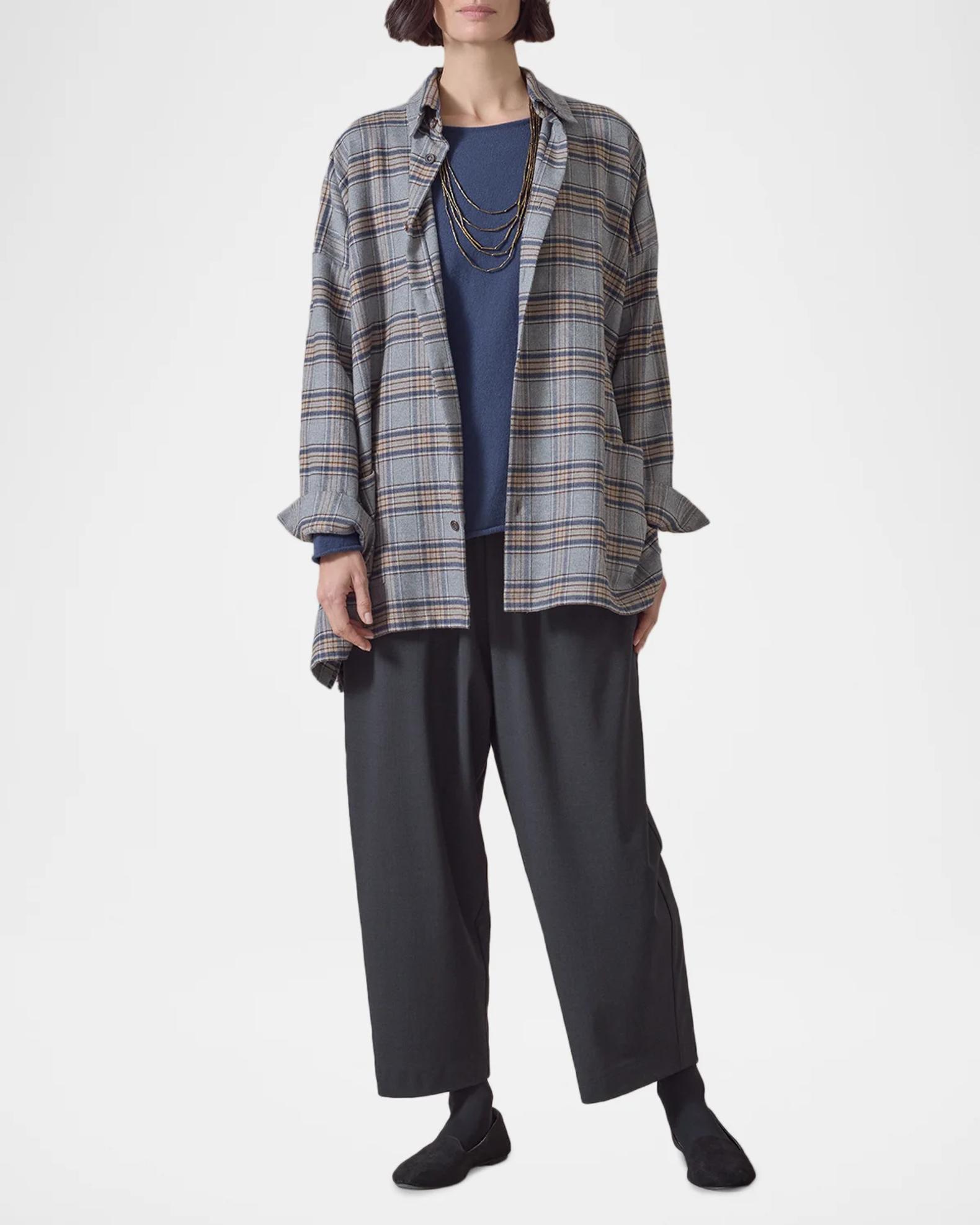 Eskandar Neiman Marcus シャツジャケット サイズ1 Eskandar Wide A-Line Shirt Jacket With Collar - Long Length