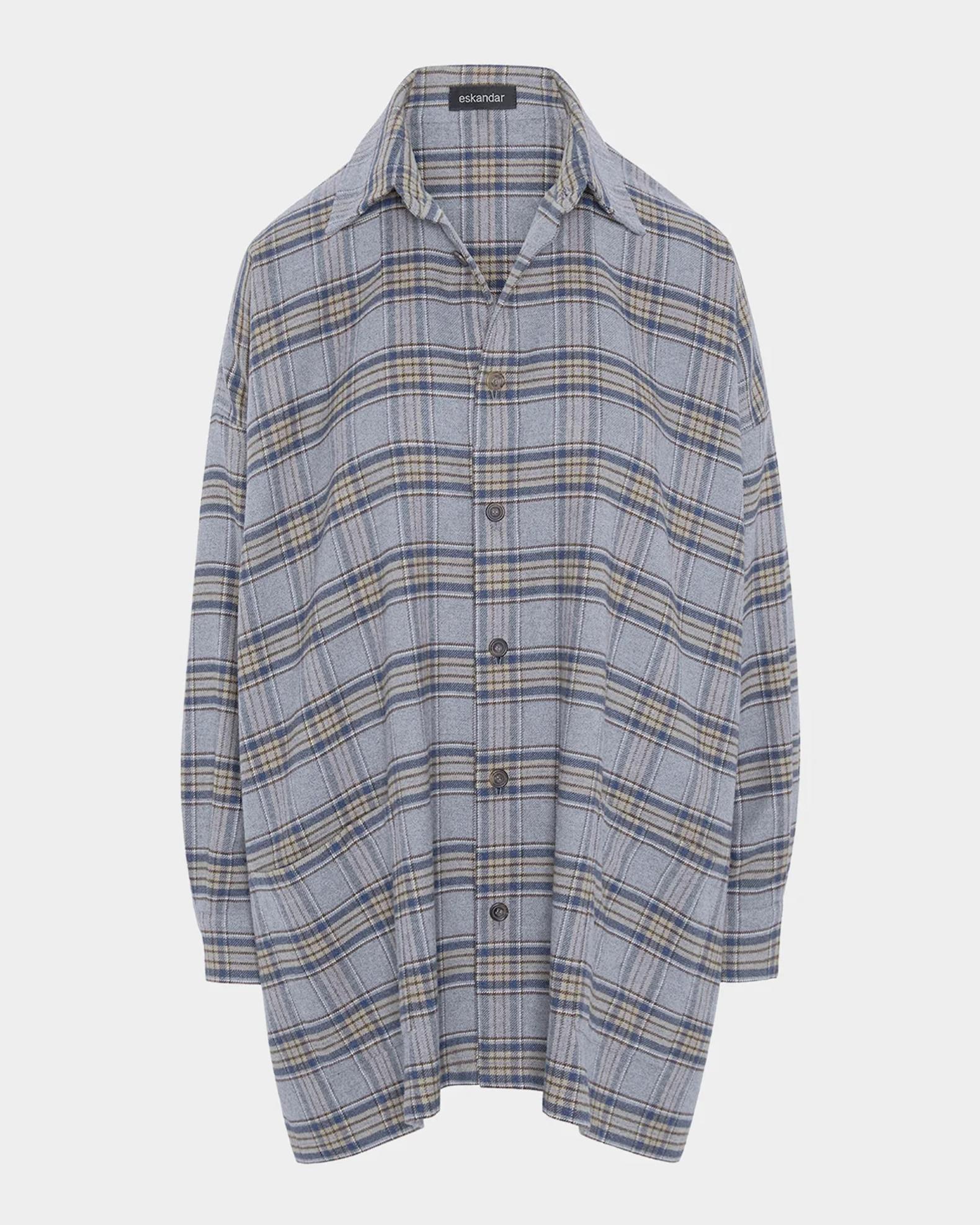 Eskandar Neiman Marcus シャツジャケット サイズ1 Eskandar Wide A-Line Shirt Jacket With Collar - Long Length