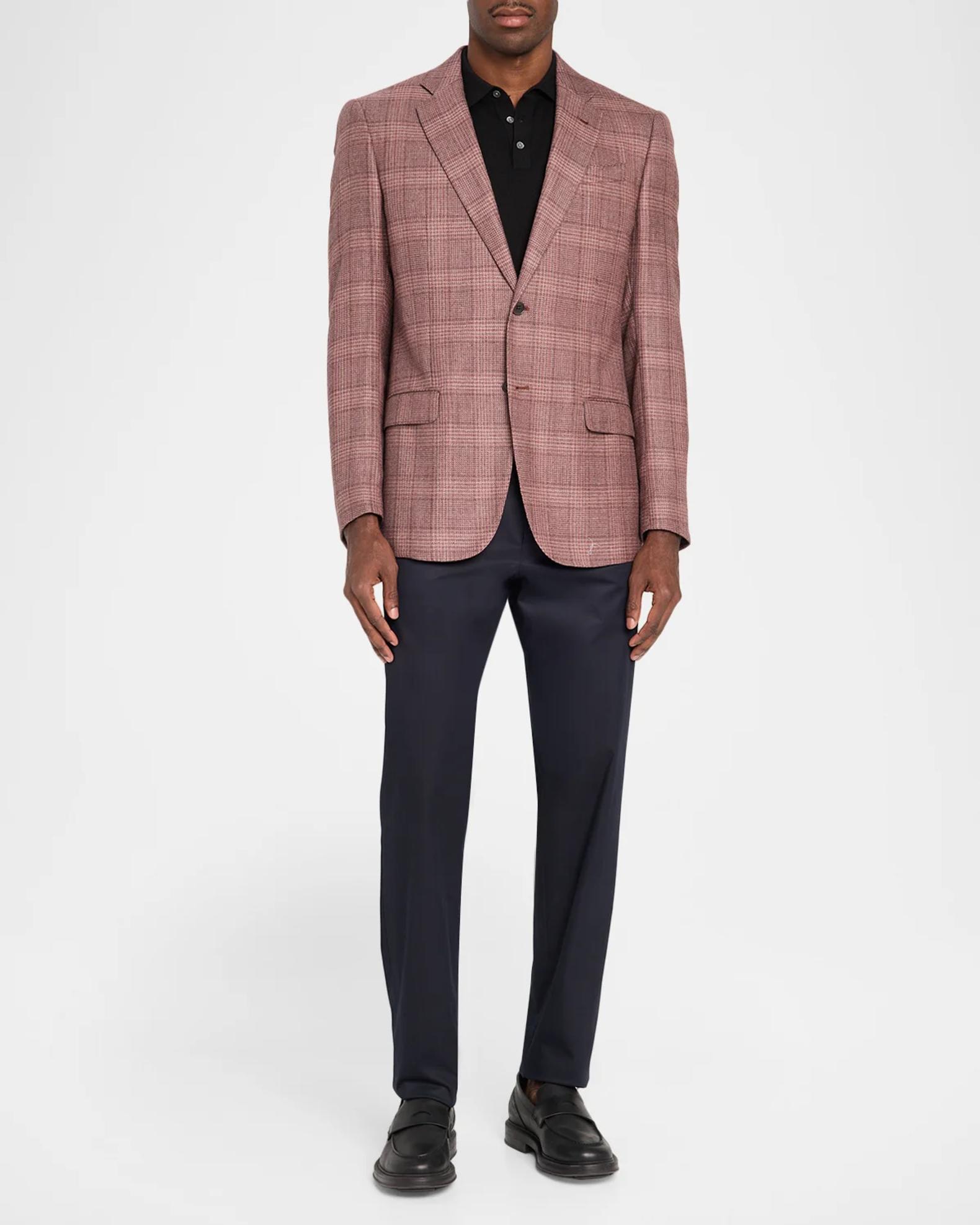 Emporio Armani Men's Wool and Silk Plaid Single-Breasted Sport