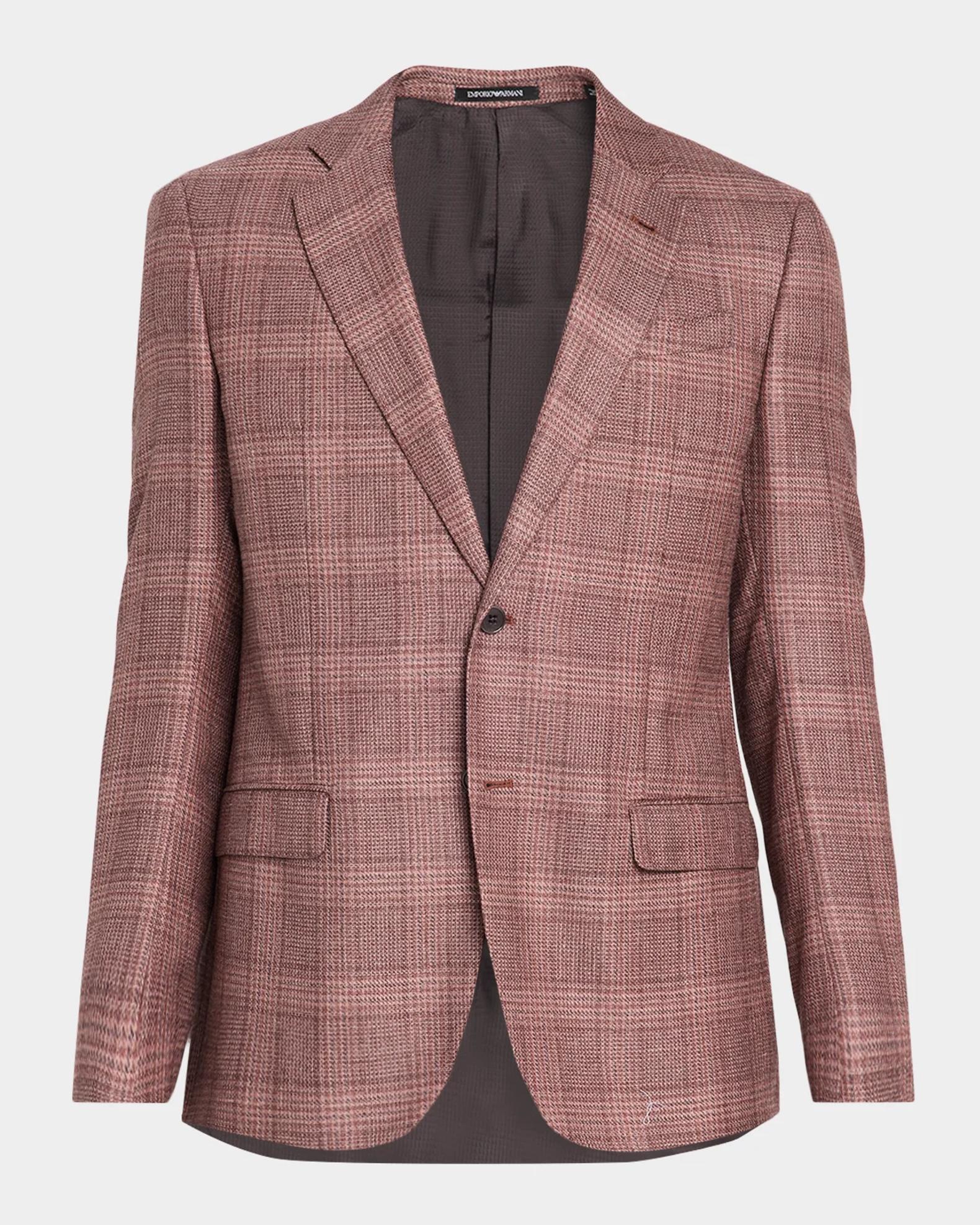 Emporio Armani Men's Wool and Silk Plaid Single-Breasted Sport