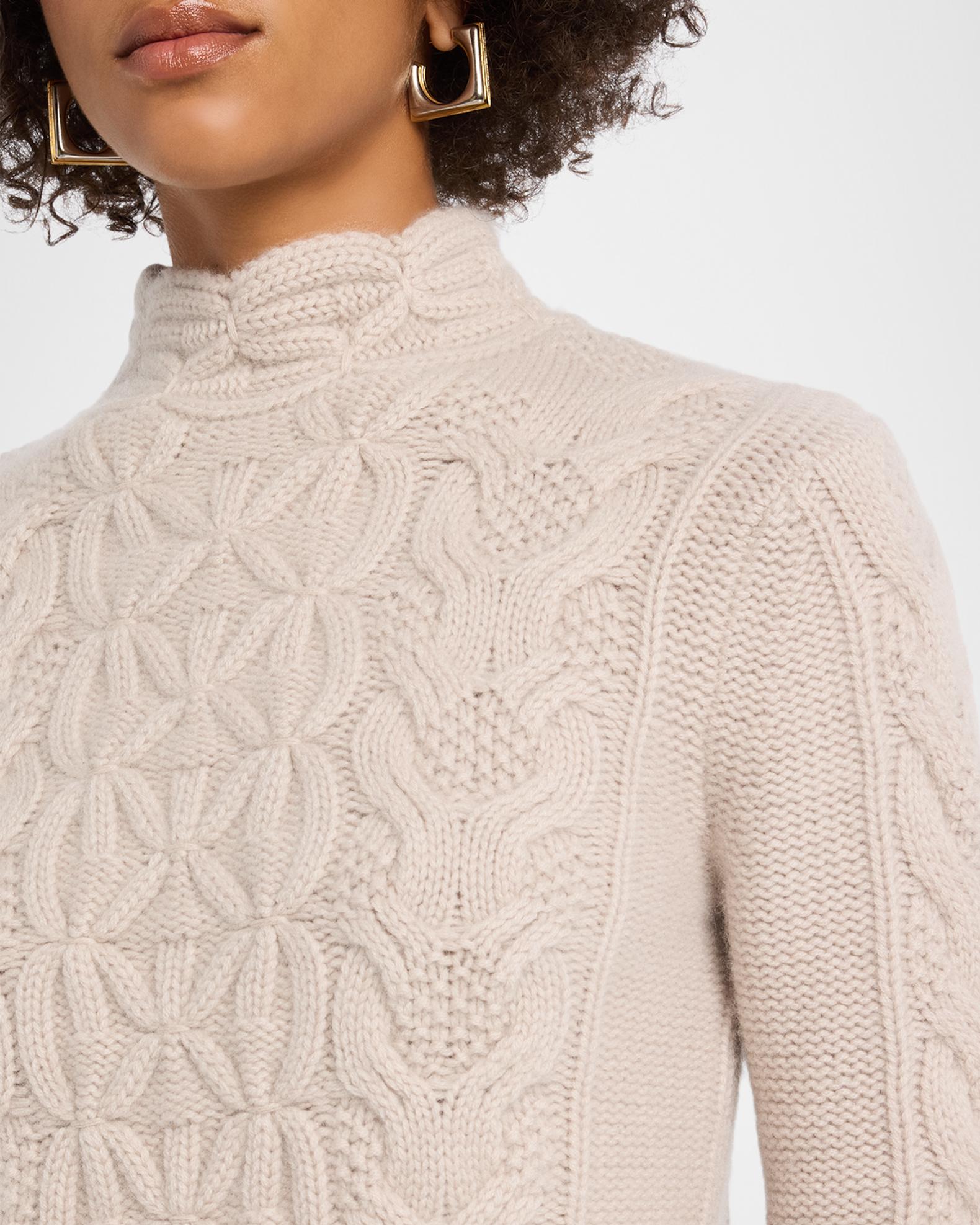 TSE Cashmere Cashmere Mixed Cable-Knit Mock-Neck Sweater | Neiman