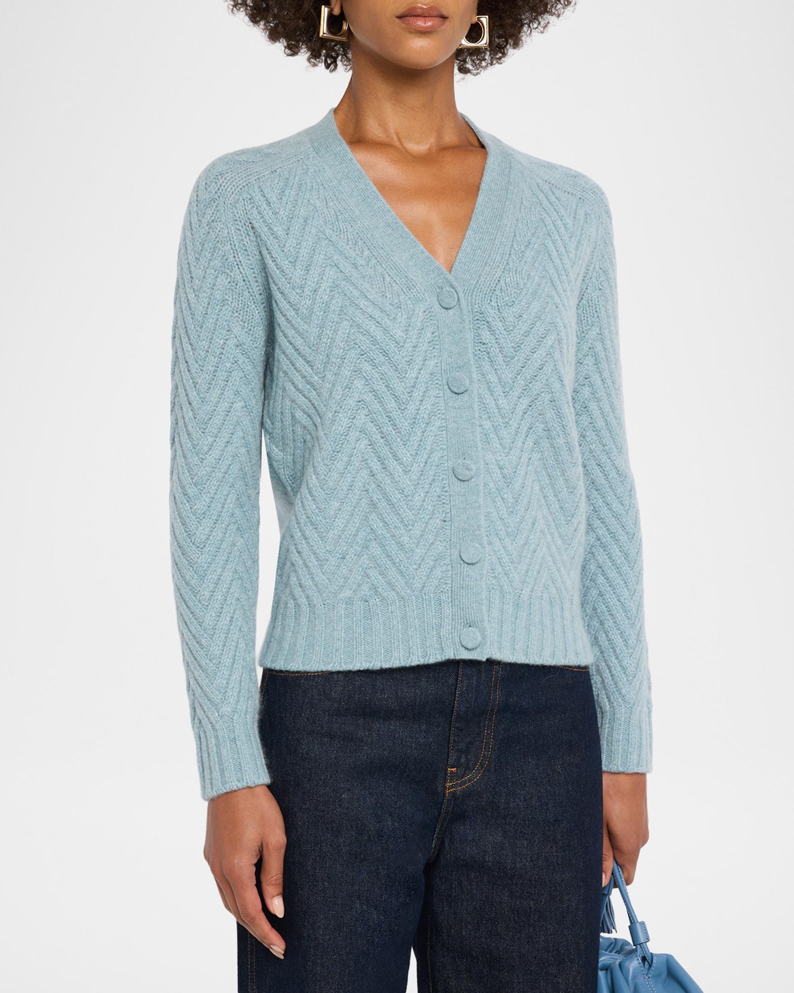 TSE Cashmere Cashmere Chevron-Stitch Cardigan | Neiman Marcus
