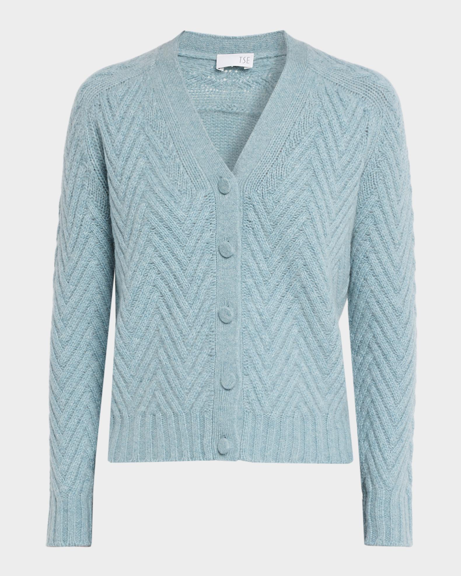 TSE Cashmere Cashmere Chevron-Stitch Cardigan | Neiman Marcus