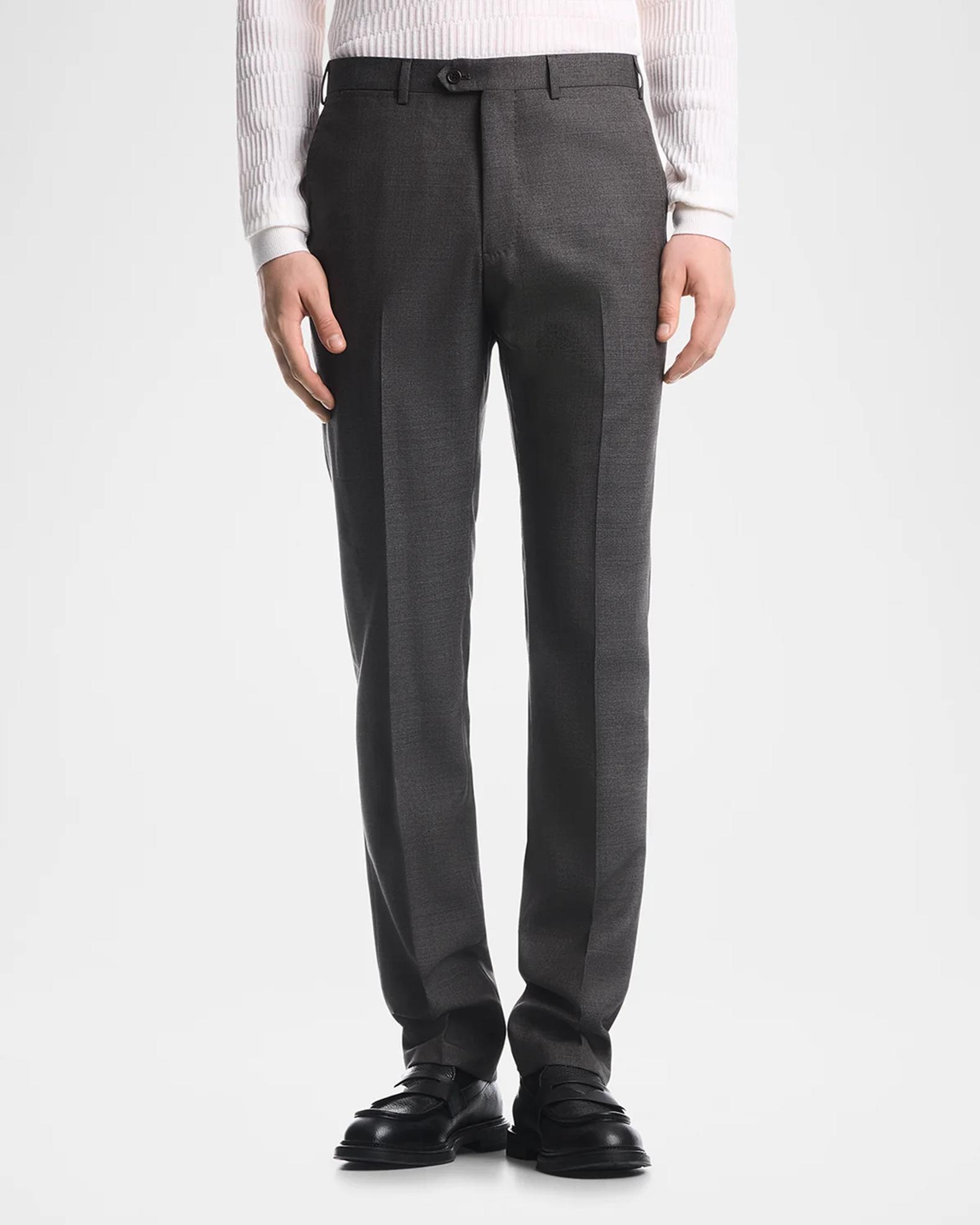 Emporio Armani Men's Wool Textured Flat-Front Trousers | Neiman Marcus