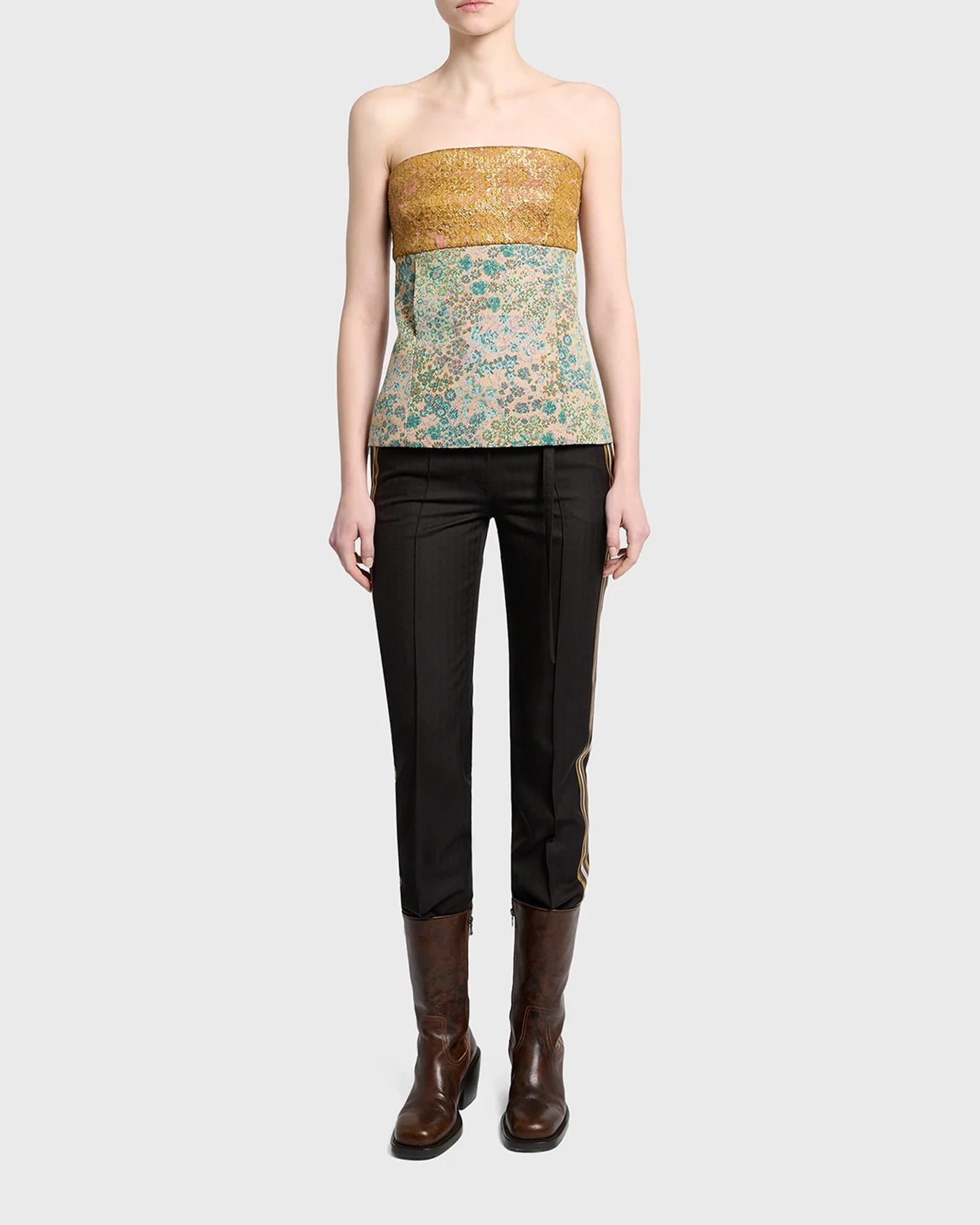 Dries Van Noten Metallic Floral Jacquard Strapless Top | Neiman Marcus