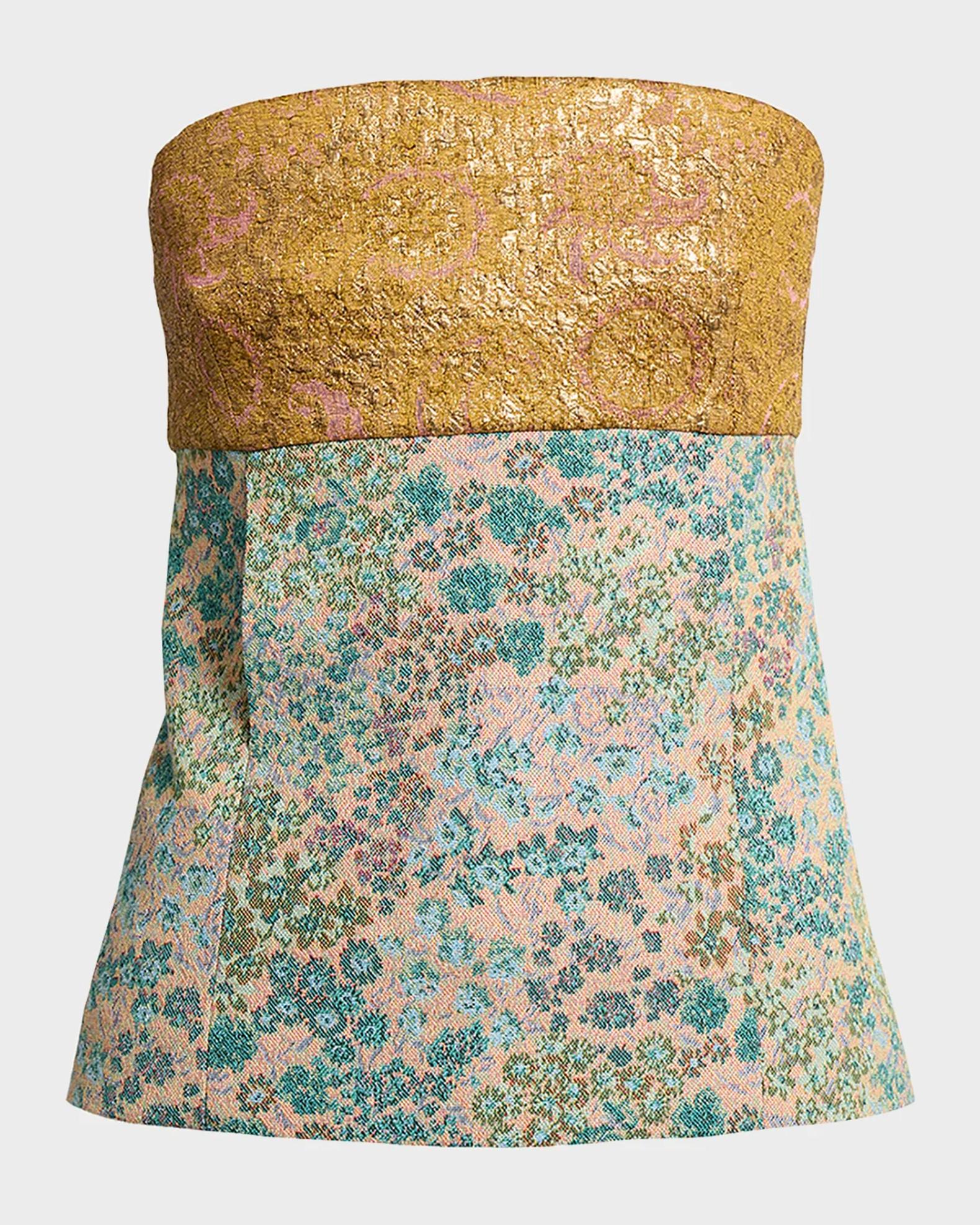 j*m様 Dries Van Noten 15SS ジャカードベスト Dries Van Noten Metallic Floral Jacquard Strapless Top | Neiman Marcus