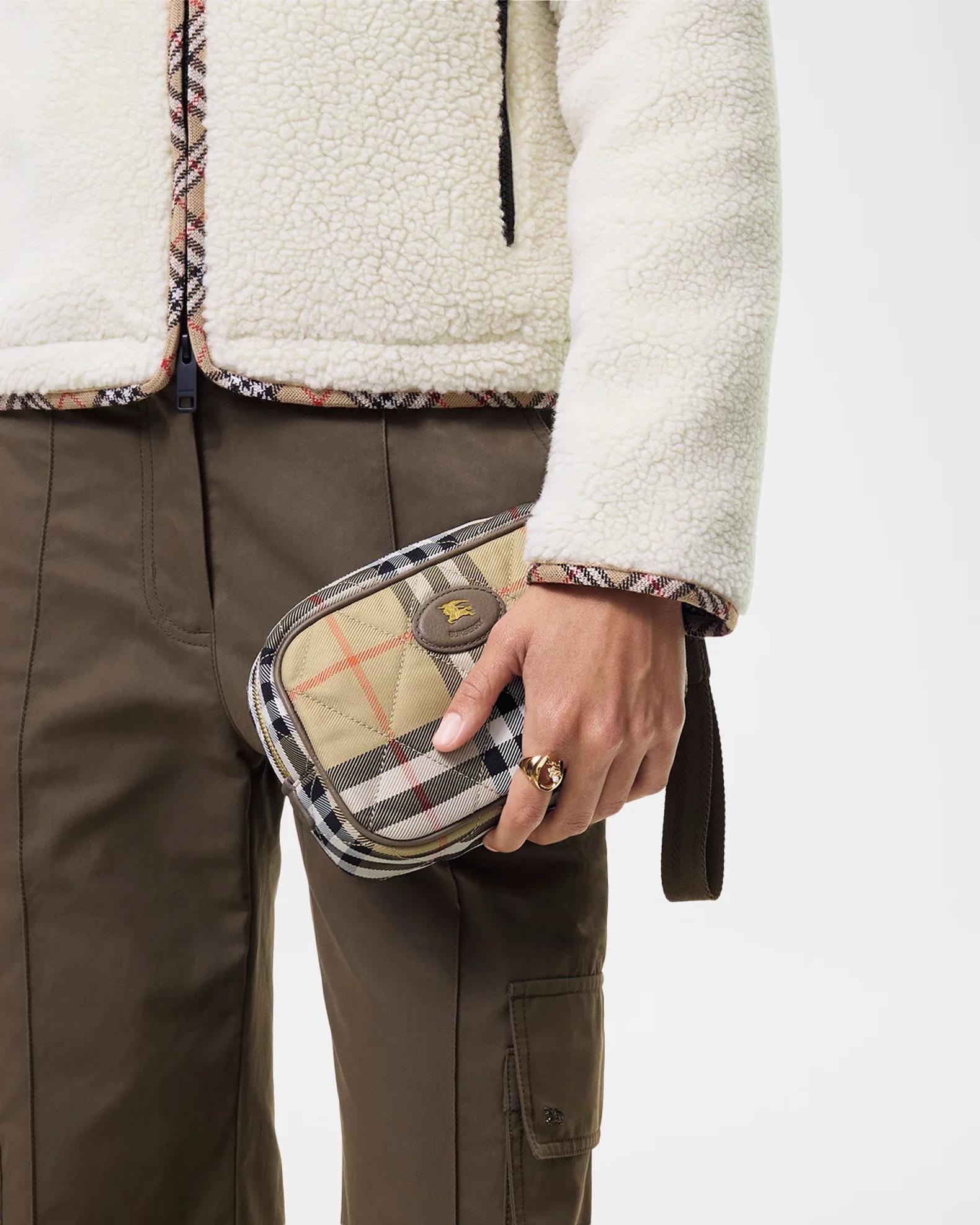 Burberry Horseshoe Quilted Check Wristlet Pouch Bag | Neiman Marcus