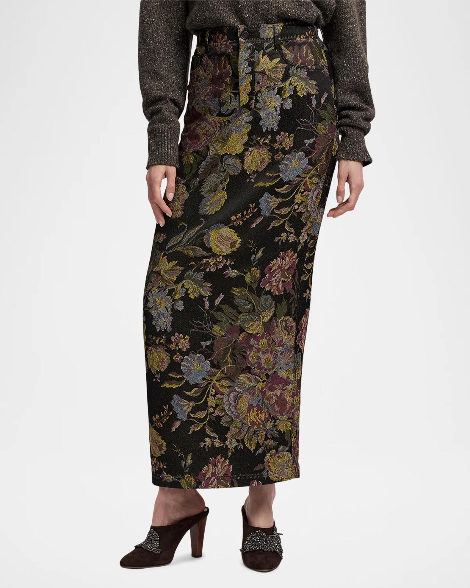 Ralph Lauren Collection Fontaine Floral Jacquard Skirt | Neiman Marcus