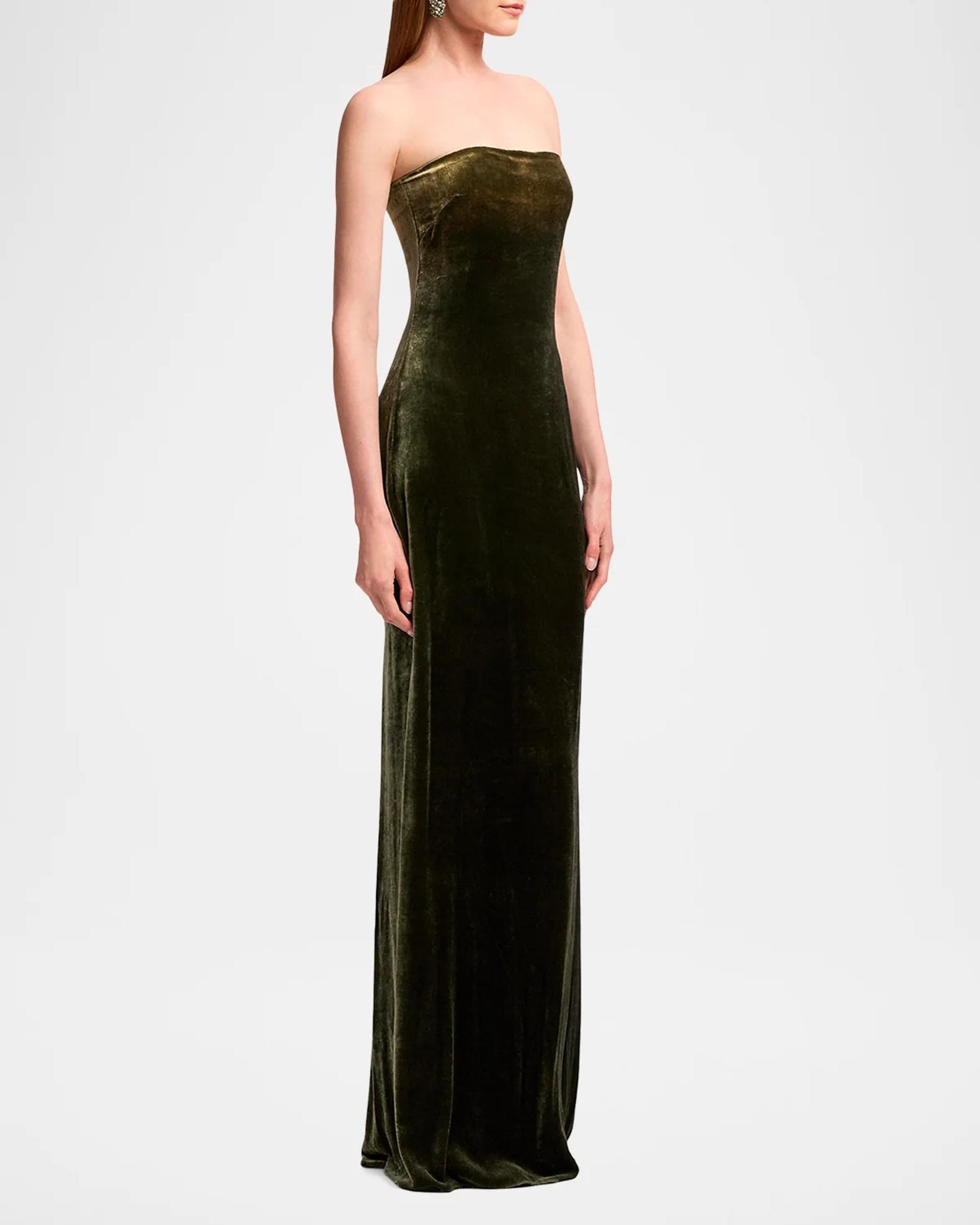 ralph lauren velvet dress green Collection Farley Evening Dress, Fern, Women's, 14 x-sibling:pj1509-147-bei:BEI