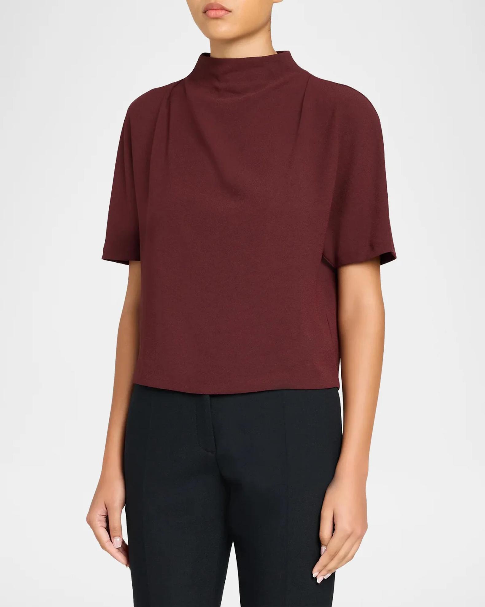 Vince Draped Funnel Neck Top | Neiman Marcus
