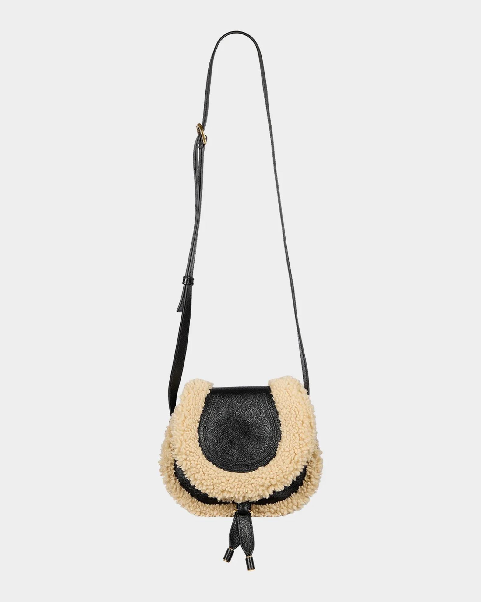 Chloe Marcie Small Shearling Crossbody Bag | Neiman Marcus