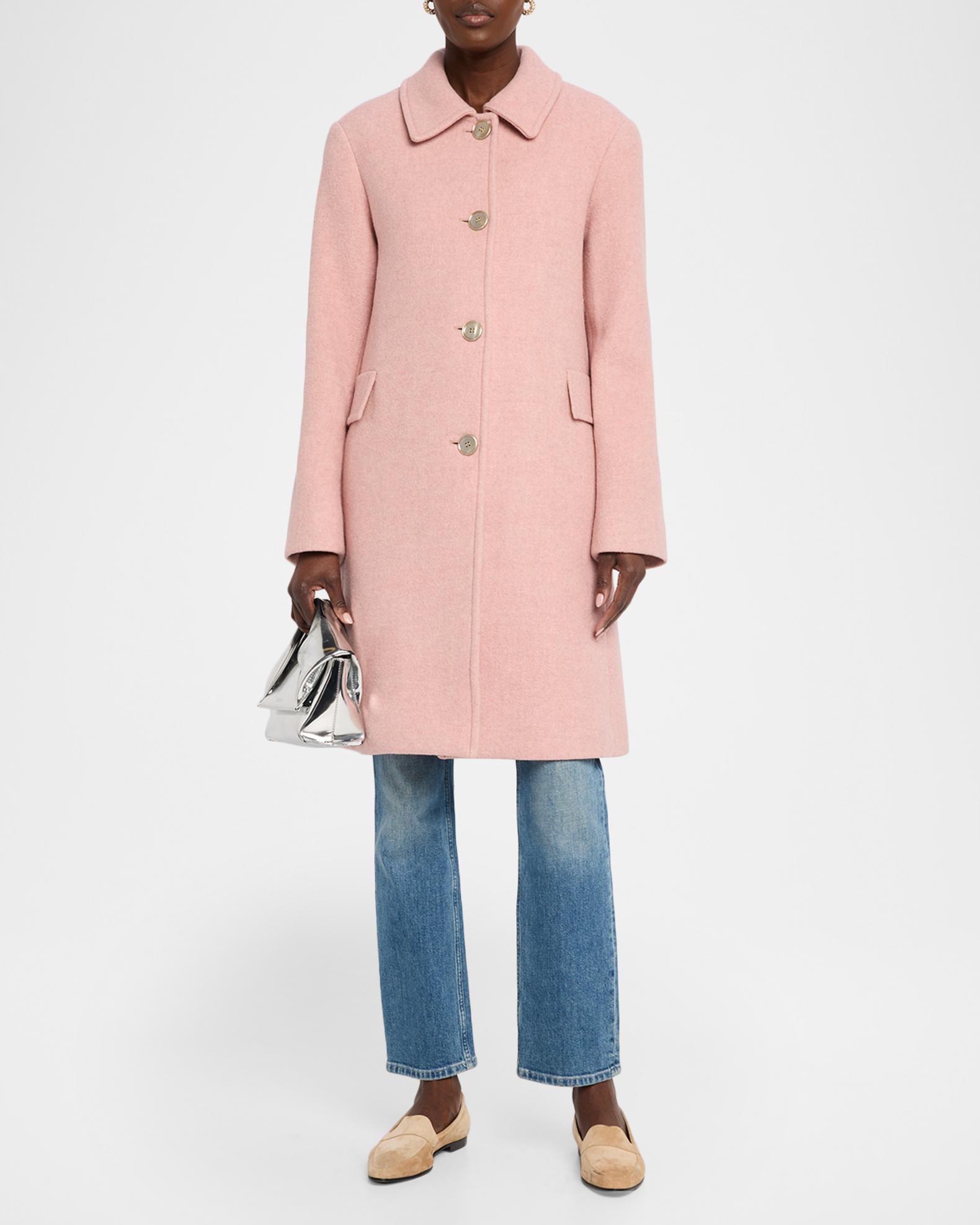 Fleurette Textured Wool-Blend Straight Coat | Neiman Marcus