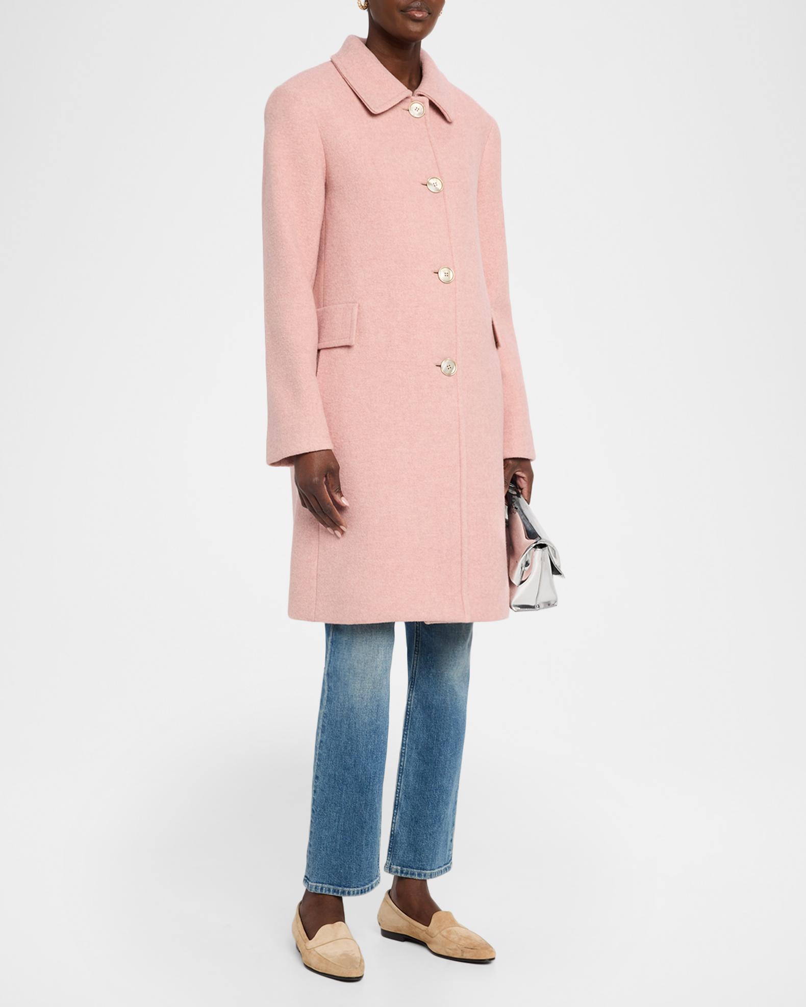 Fleurette Textured Wool-Blend Straight Coat | Neiman Marcus