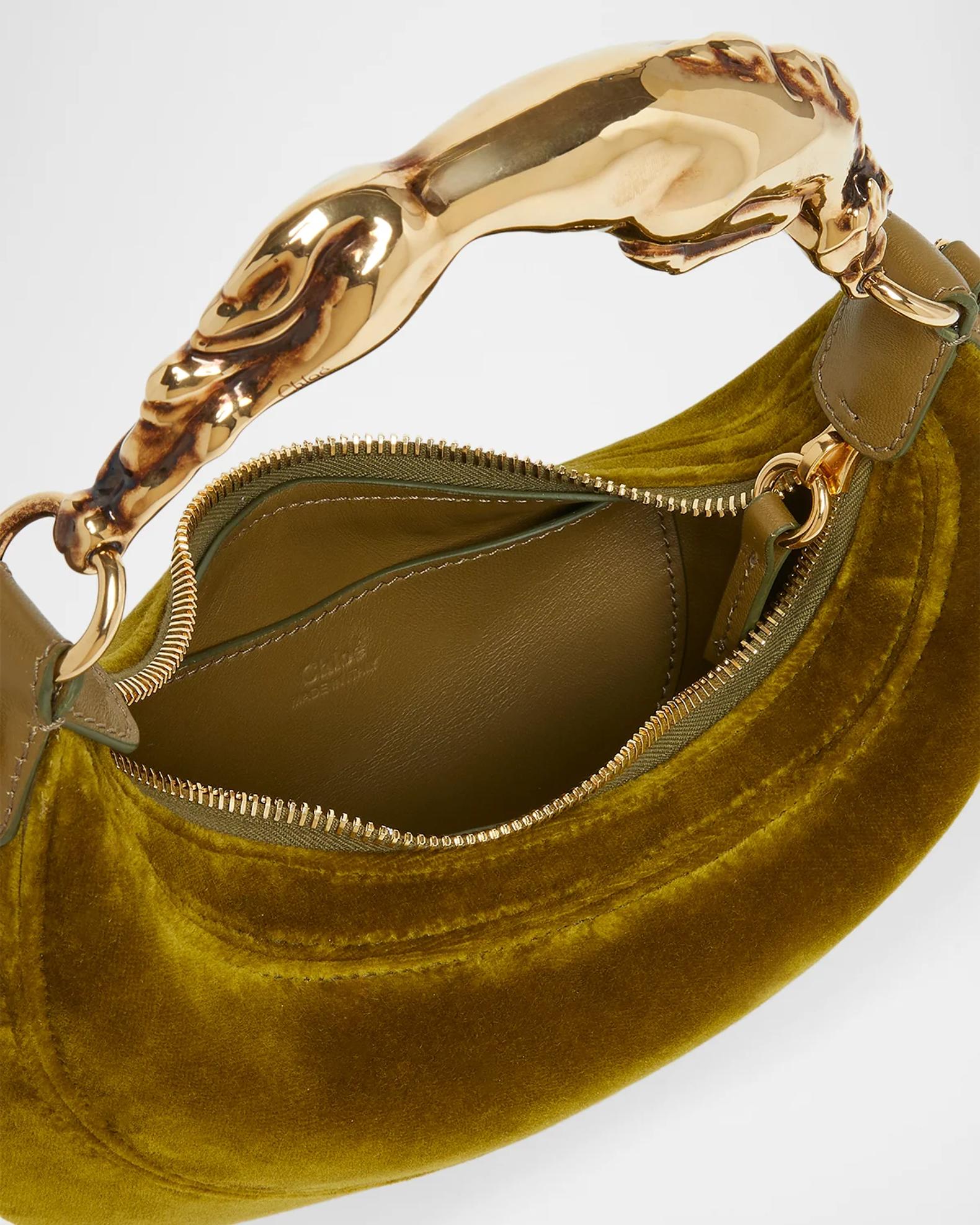 Chloe Chain Horse Small Velvet Shoulder Bag | Neiman Marcus