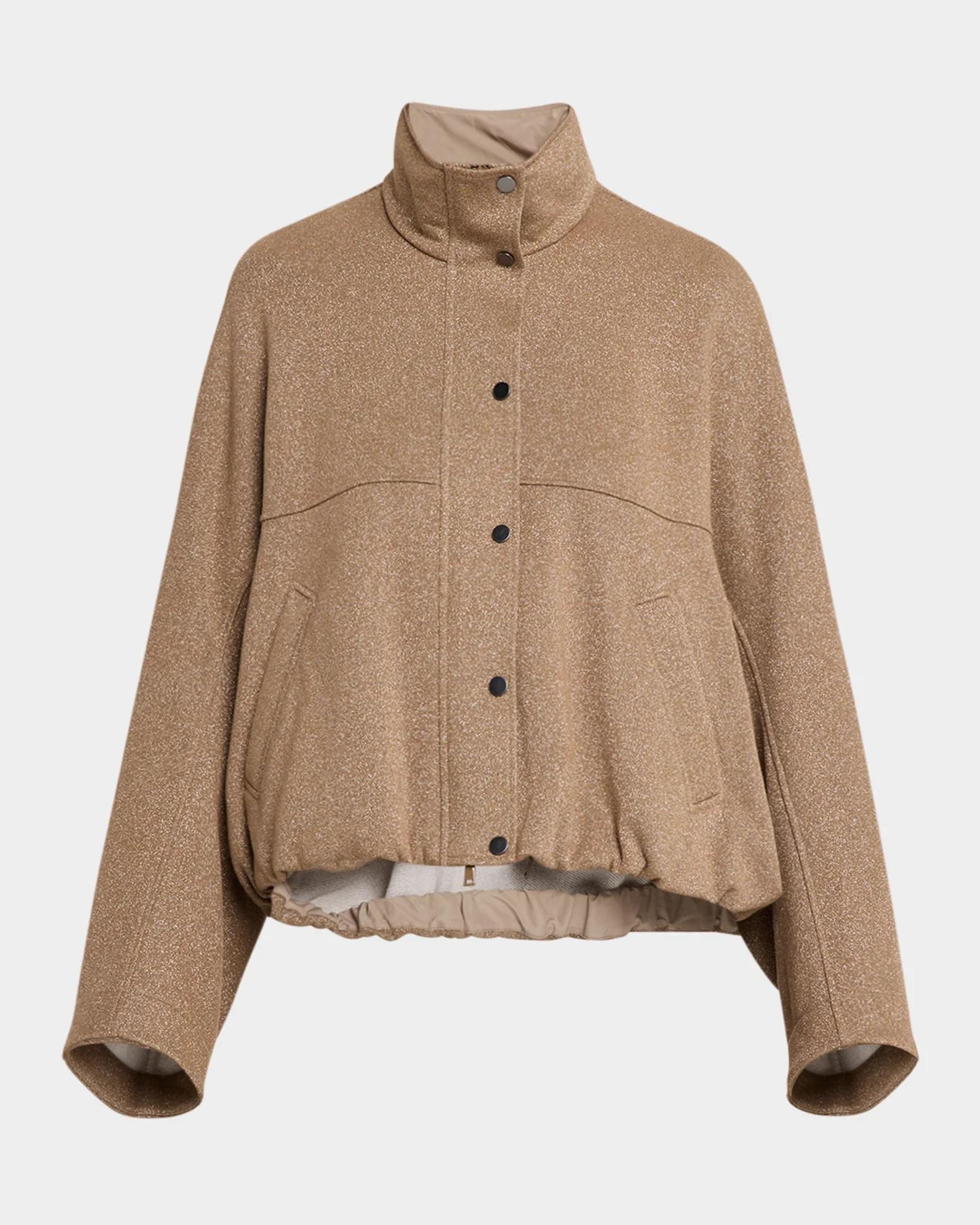 Brunello Cucinelli Sparkling Fleece Snap-Button Track Jacket | Neiman ...