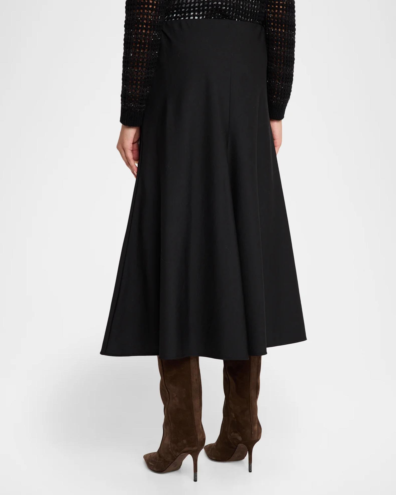 Brunello Cucinelli Stretch Wool Midi Pull-On Skirt | Neiman Marcus