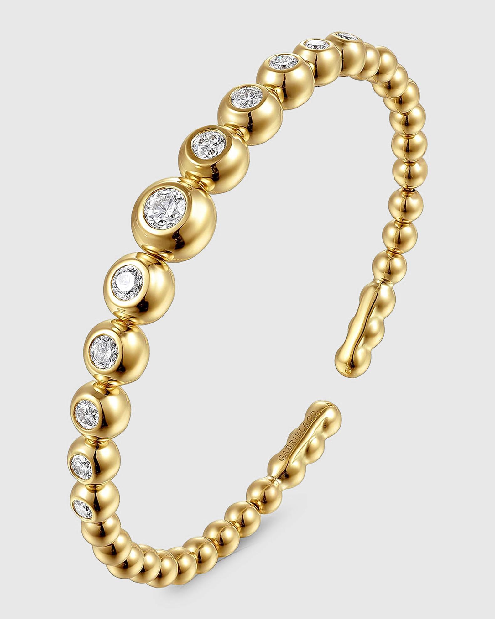 Gabriel & Co 14K Yellow Gold Bujukan and Graduating Diamond Split ...