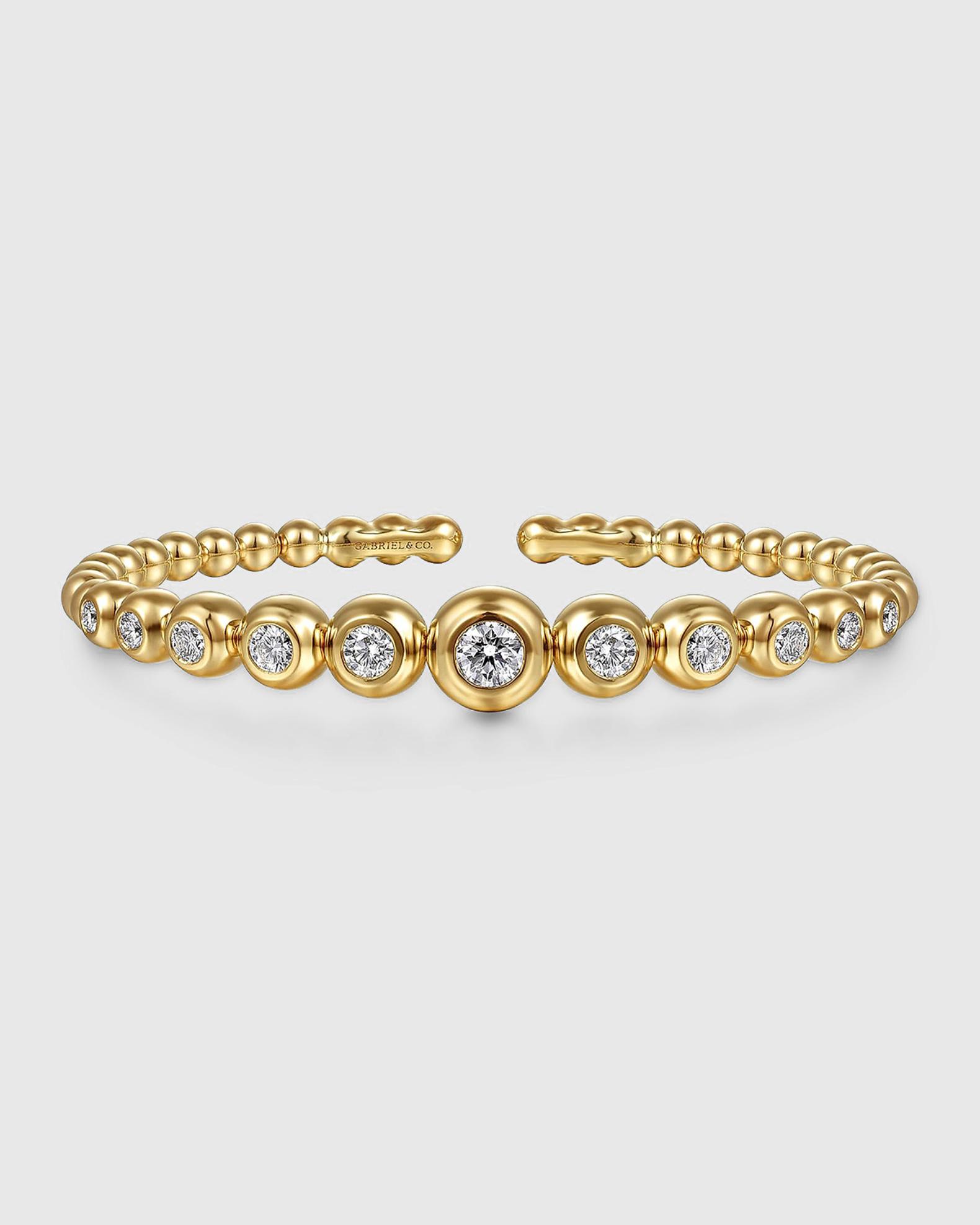 Gabriel & Co 14K Yellow Gold Bujukan and Graduating Diamond Split ...
