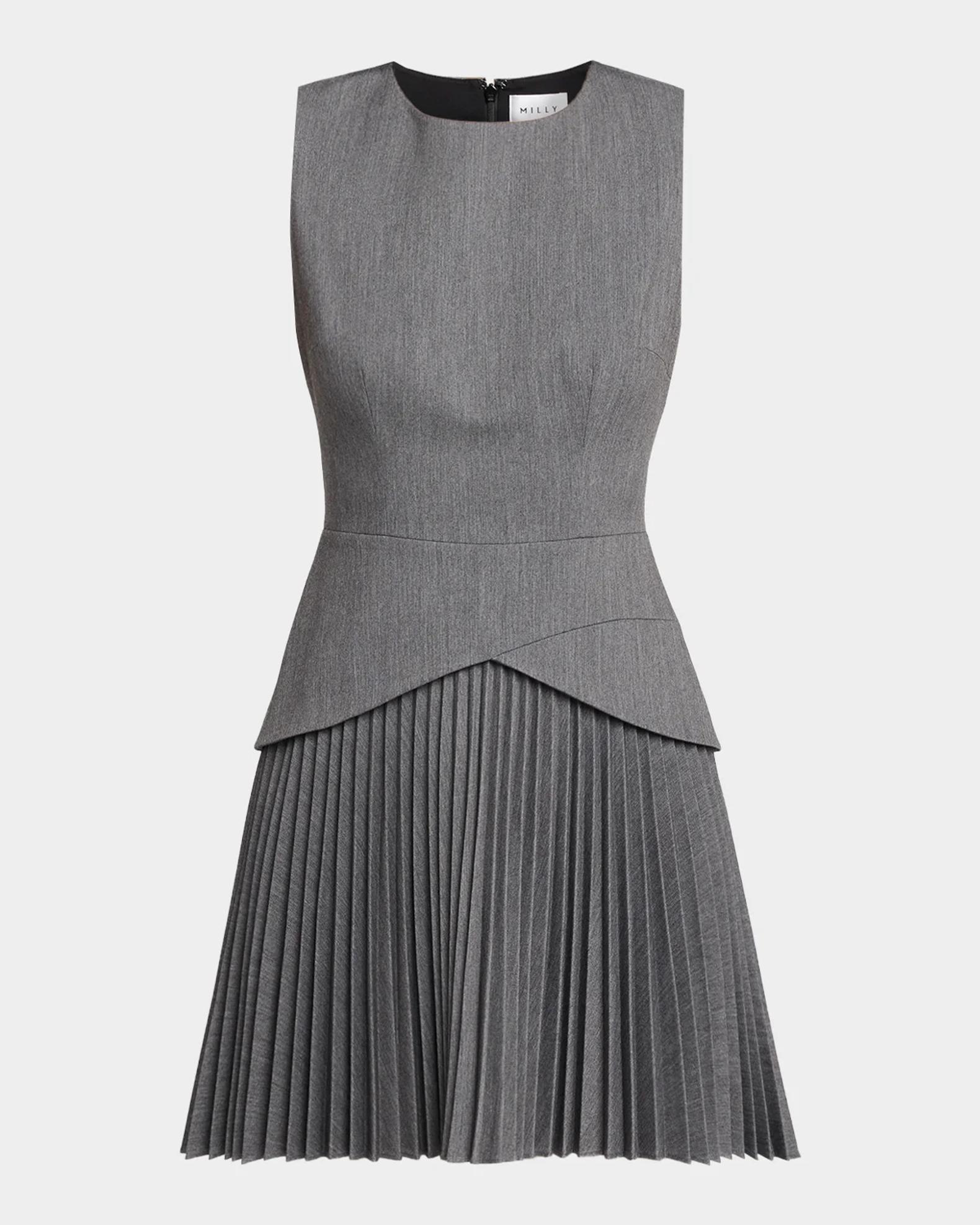 ワンピース Grace Pleated Docking Mini Dress gray Milly Haddy Pleated Sleeveless Mini Dress | Neiman Marcus