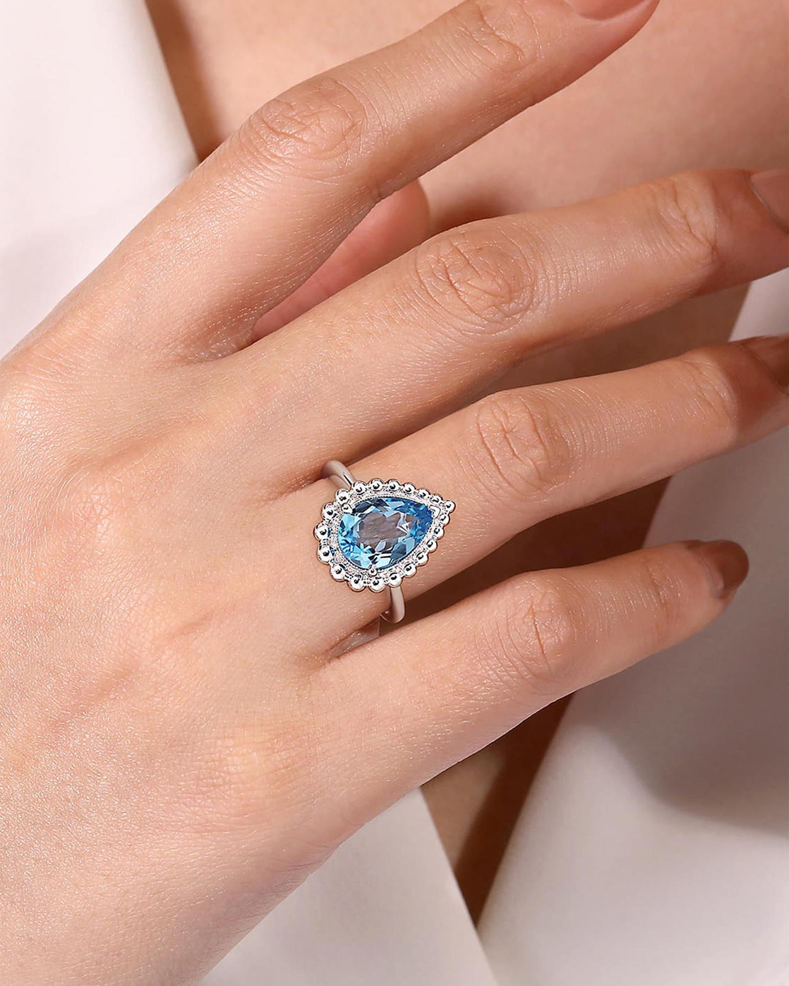 Gabriel & Co 925 Sterling Silver Bujukan Swiss Blue Topaz Ring | Neiman ...