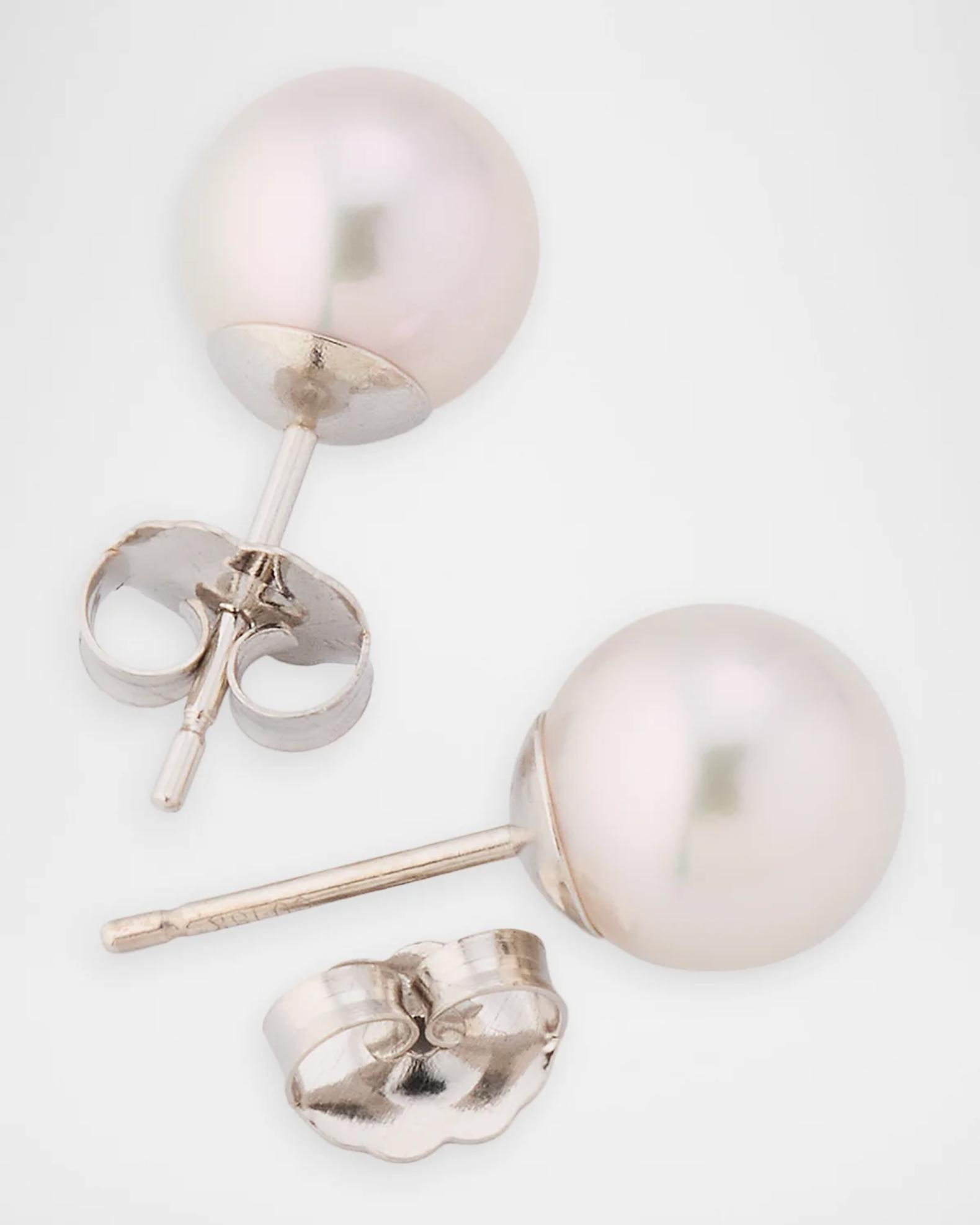Belpearl 18K White Gold 7.5x8mm Akoya Pearl Stud Earrings | Neiman Marcus