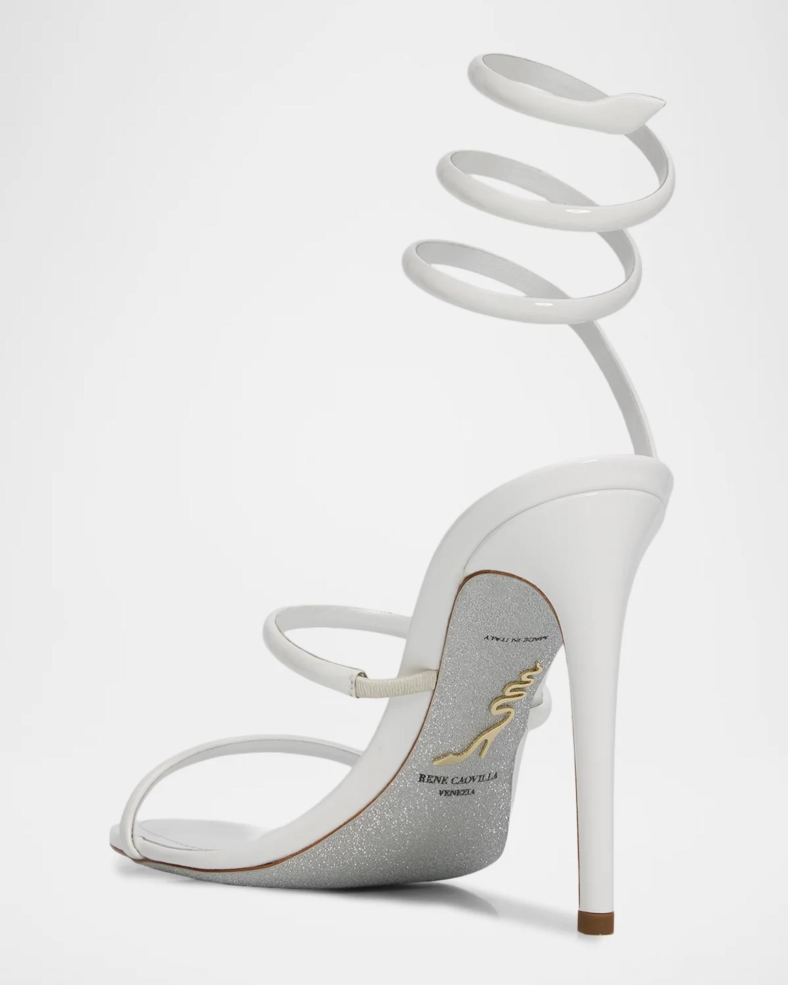 RENE CAOVLLA スネークサンダル Rene Caovilla 105mm Patent Leather Snake-Wrap Sandals | Neiman Marcus