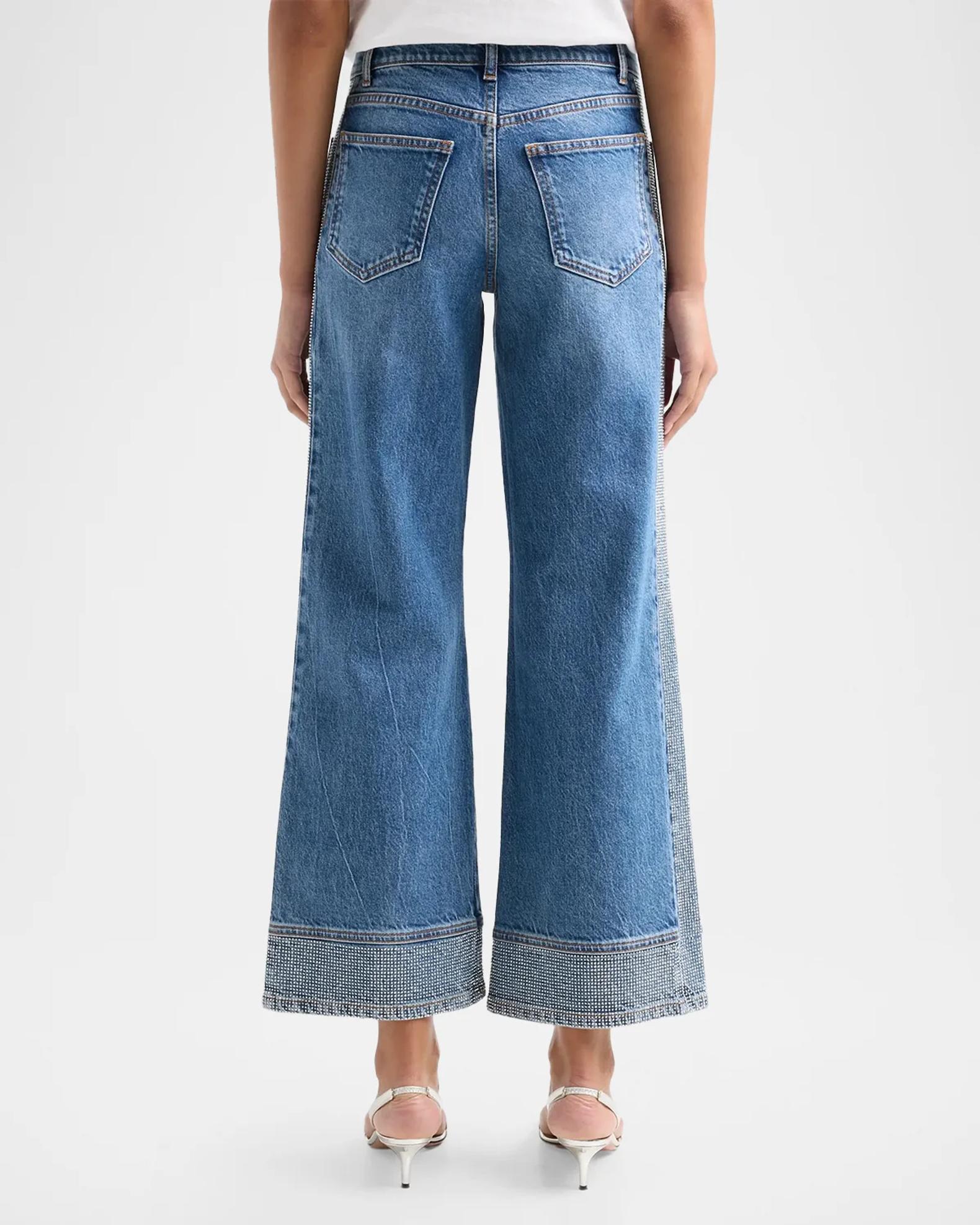 Ramy Brook Lea Beaded Cropped Wide-Leg Jean | Neiman Marcus