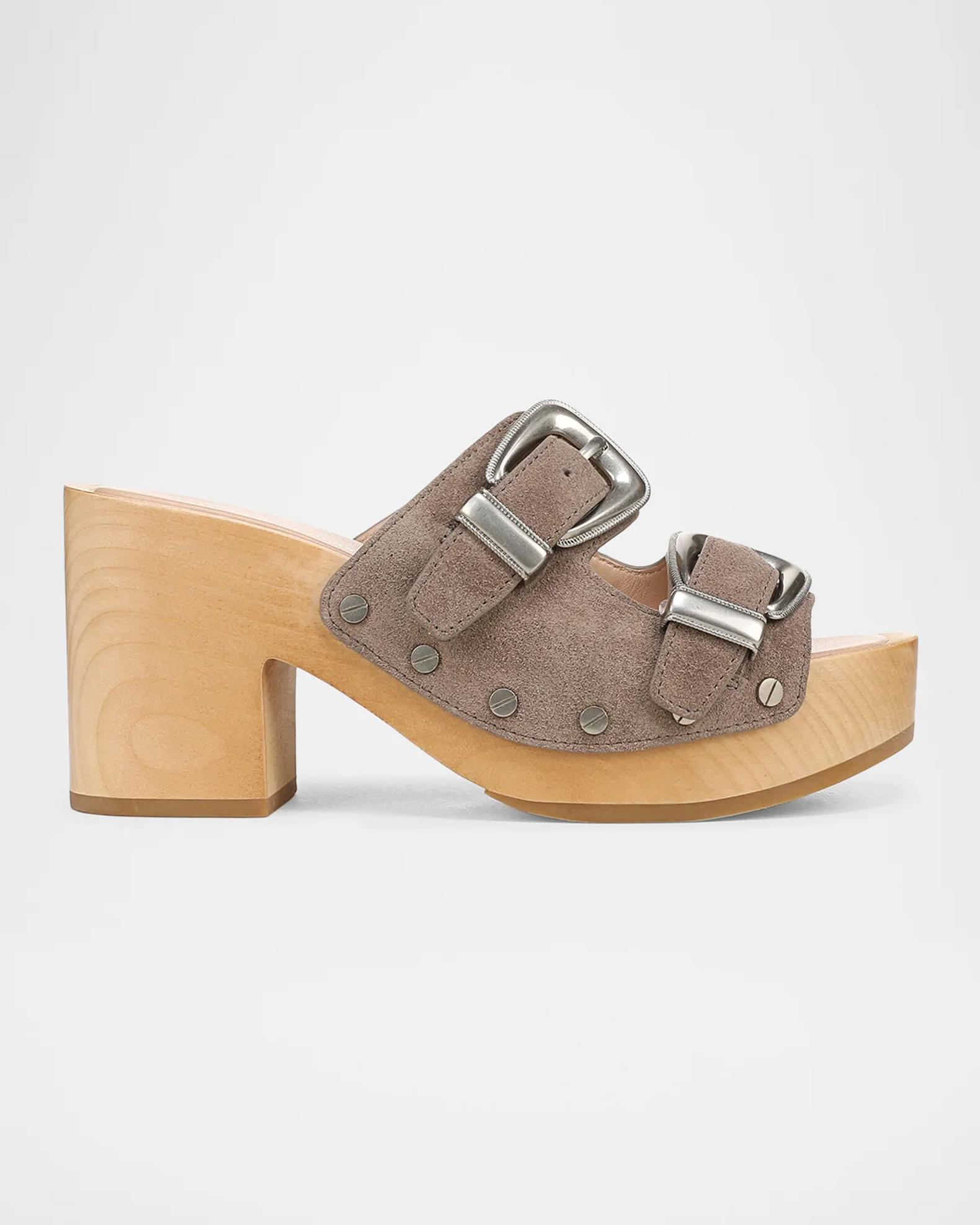 Veronica Beard 85mm Halifax 2 Suede Platform Clog Sandals | Neiman