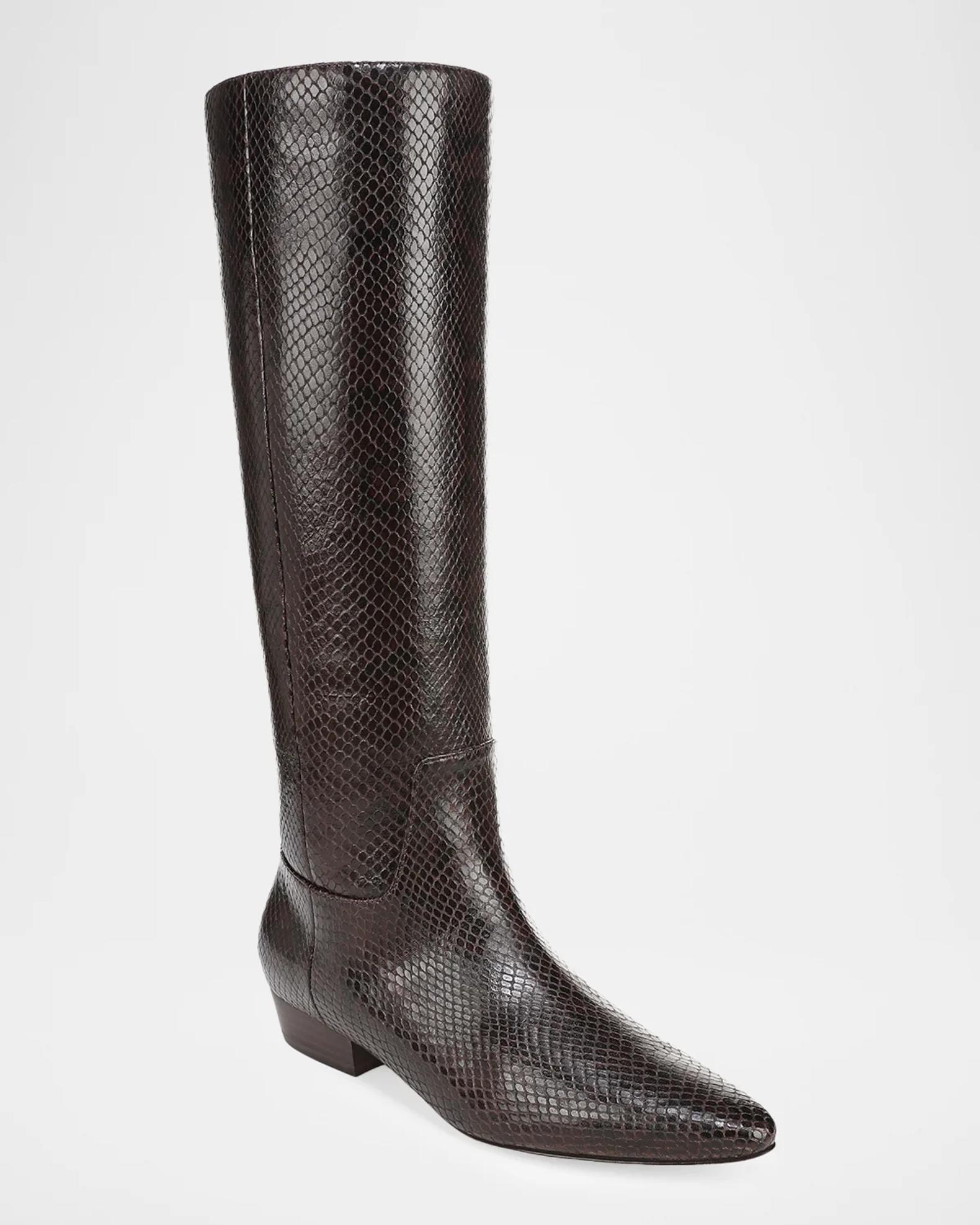 Veronica Beard Gabrielle Snake-Embossed Leather Knee-High Boots ...